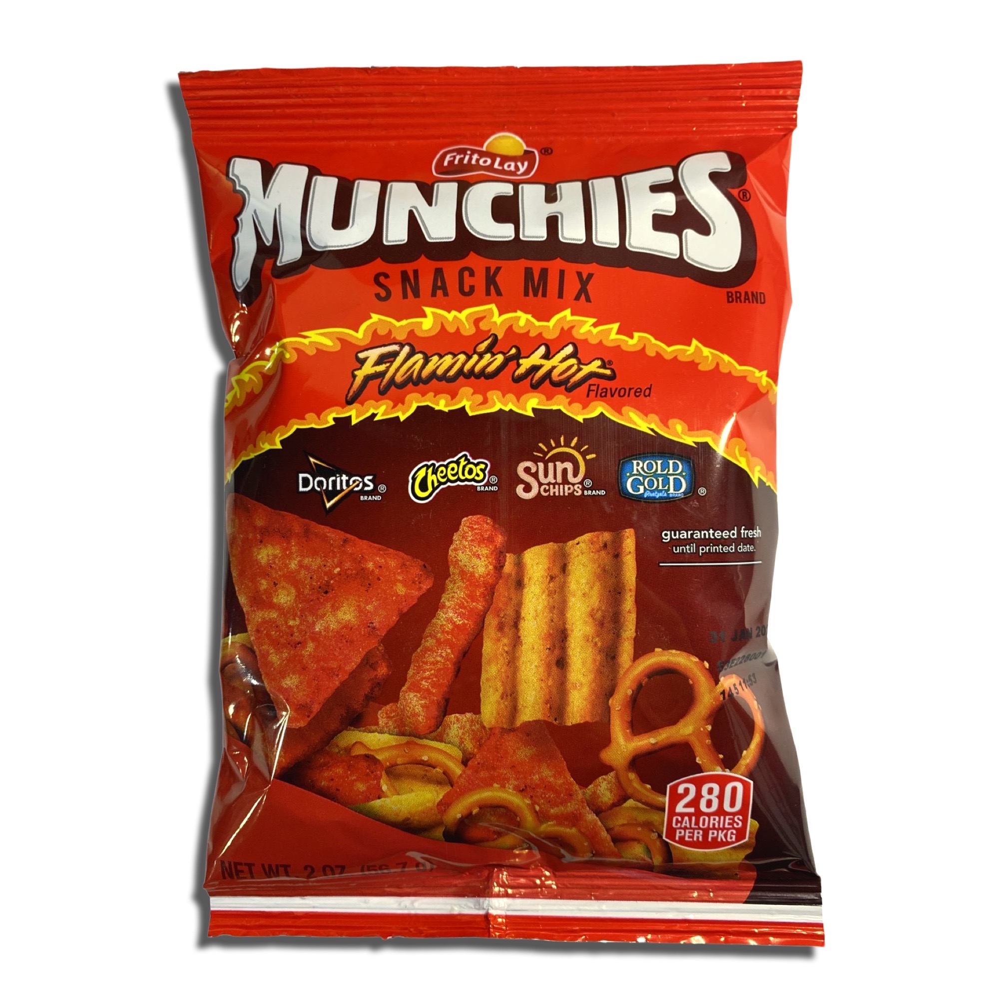 Frito Lay Munchies Flamin' Hot Snack Mix 2 Oz Bags Pack of 8 Spicy Variety Pack with Doritos Cheetos SunChips & Pretzels