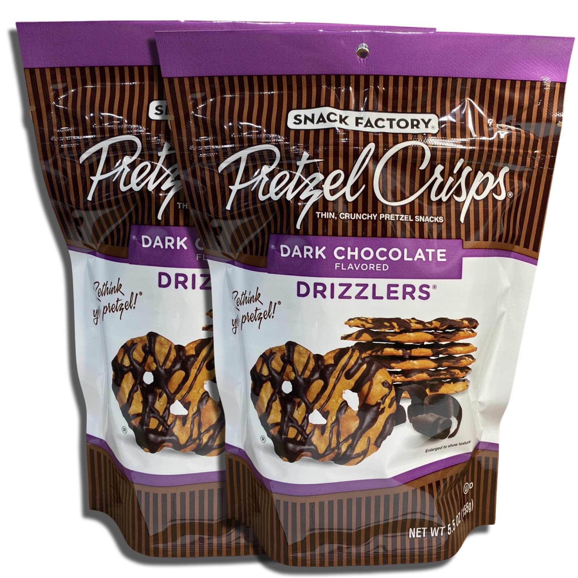 Snack Factory Dark Chocolate Pretzel Crisps Drizzlers 5.5 Ounce, 2 Packs 2