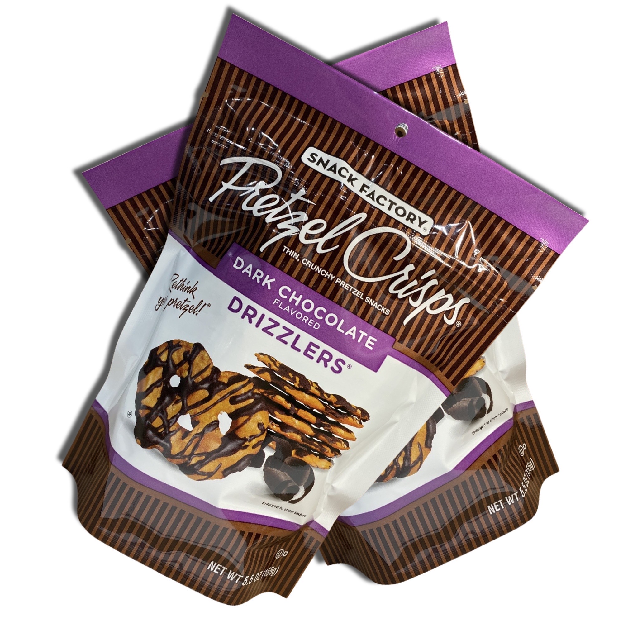Snack Factory Dark Chocolate Pretzel Crisps Drizzlers 5.5 Ounce, 2 Packs 5