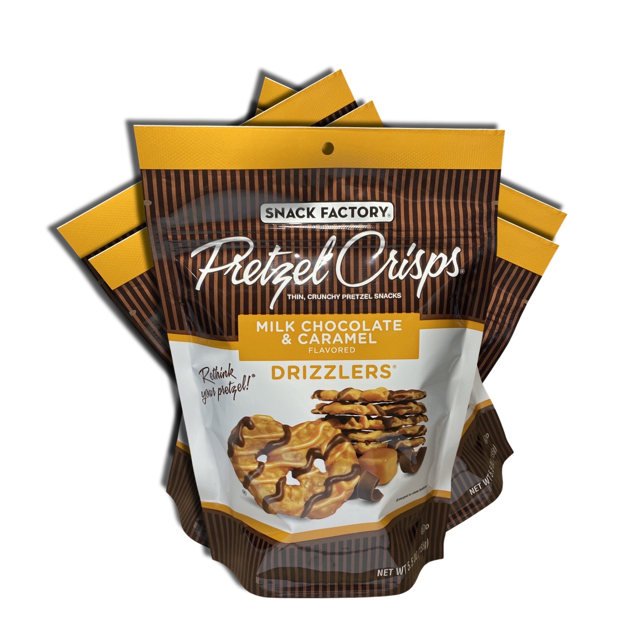 Snack Factory Milk Chocolate Pretzel Crisps Drizzlers 5.5 Ounce, 2 Packs 5