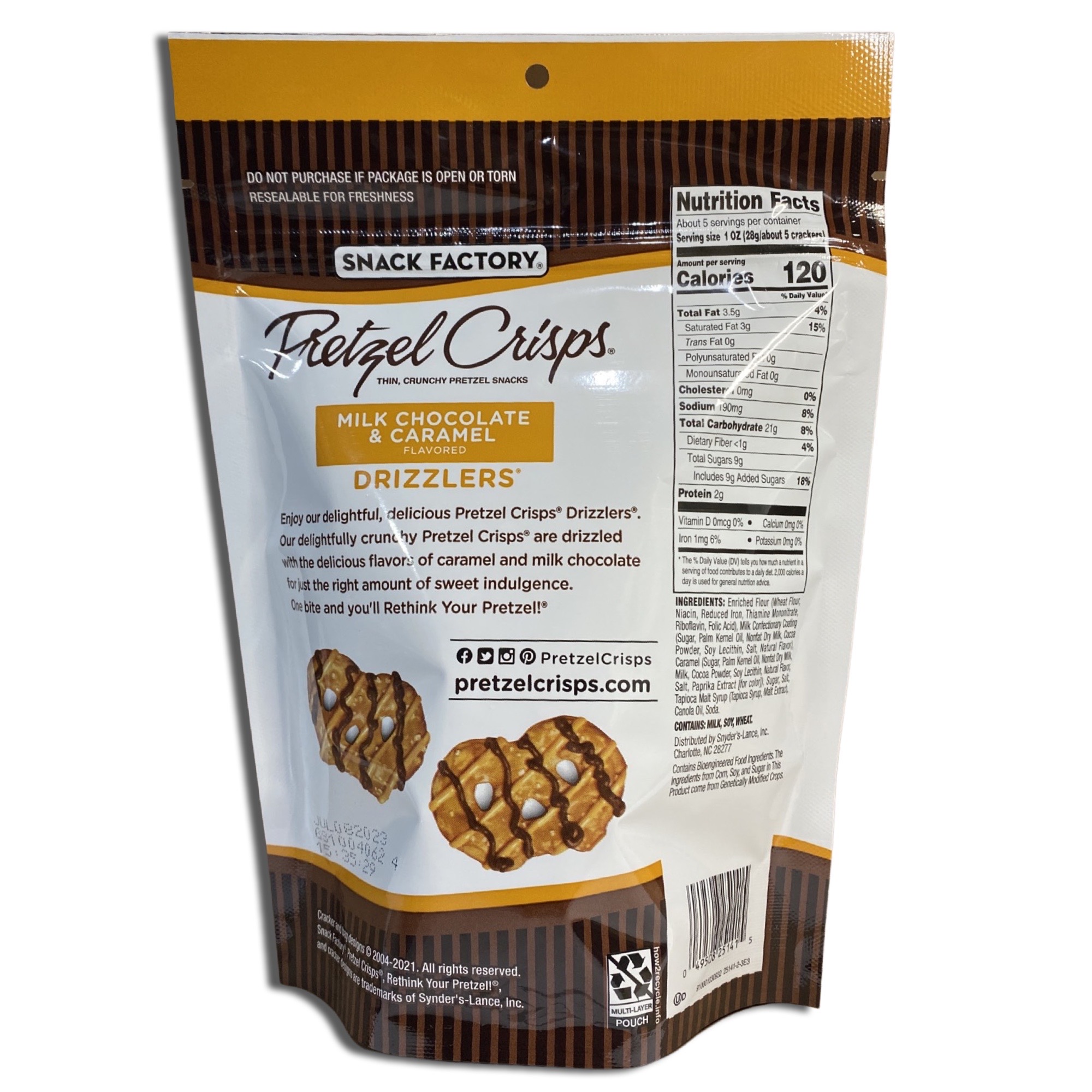 Snack Factory Milk Chocolate Pretzel Crisps Drizzlers 5.5 Ounce, 2 Packs 2