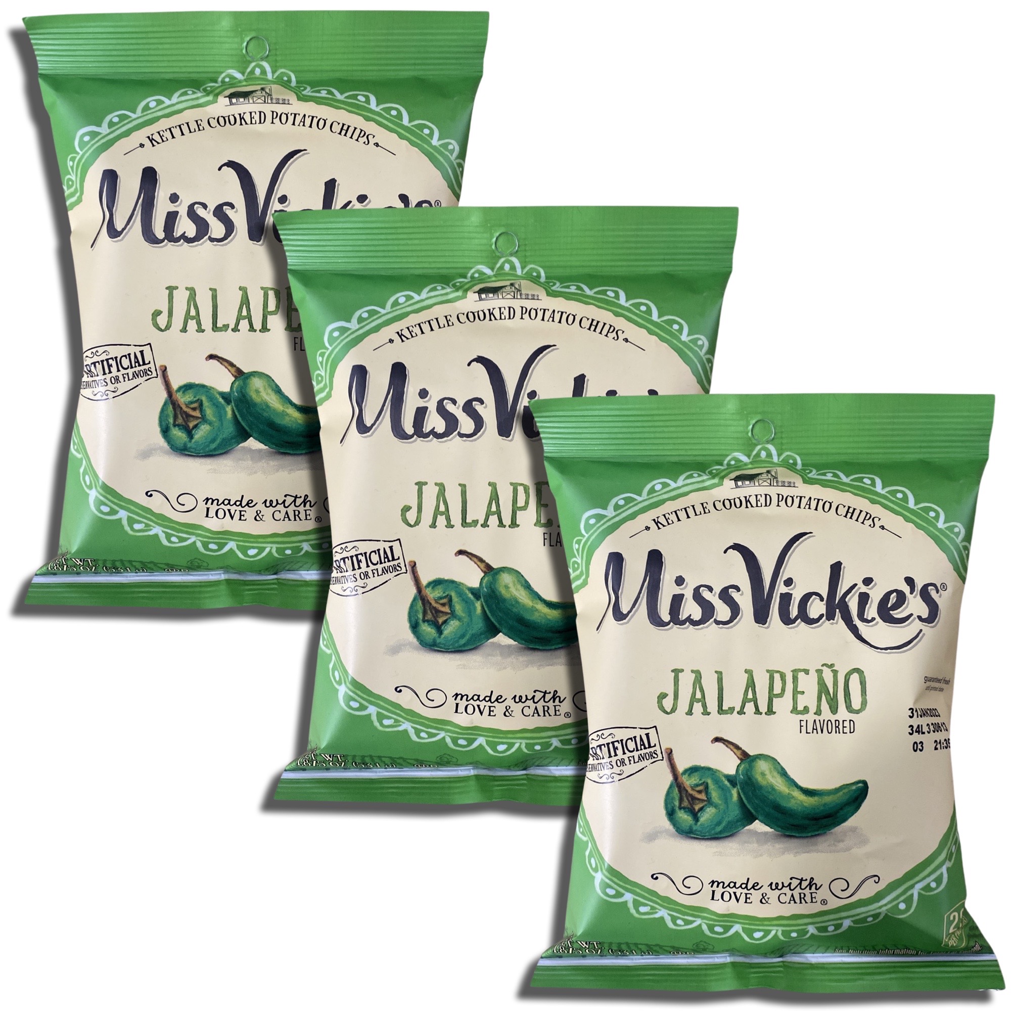 Miss Vickie's Jalapeno Kettle Cooked Potato Chips, 1.875 Oz, 8 Bags 3