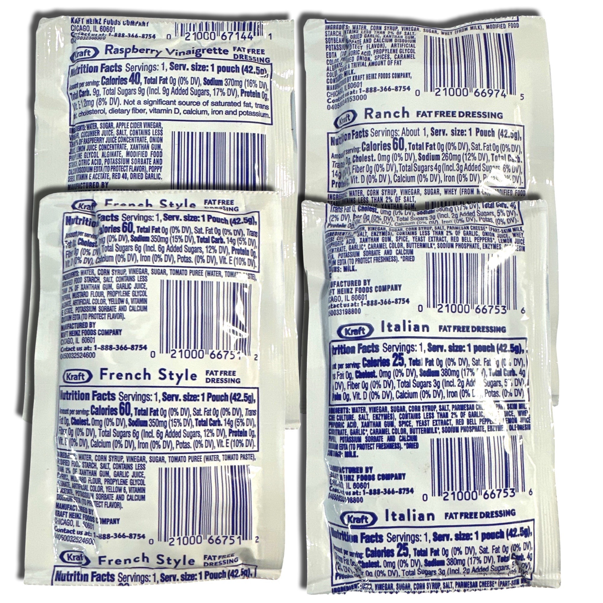 Kraft Fat Free Salad Dressing Packets Variety Includes Ranch, Italian and Raspberry Vinaigrette, 25 Packs 5