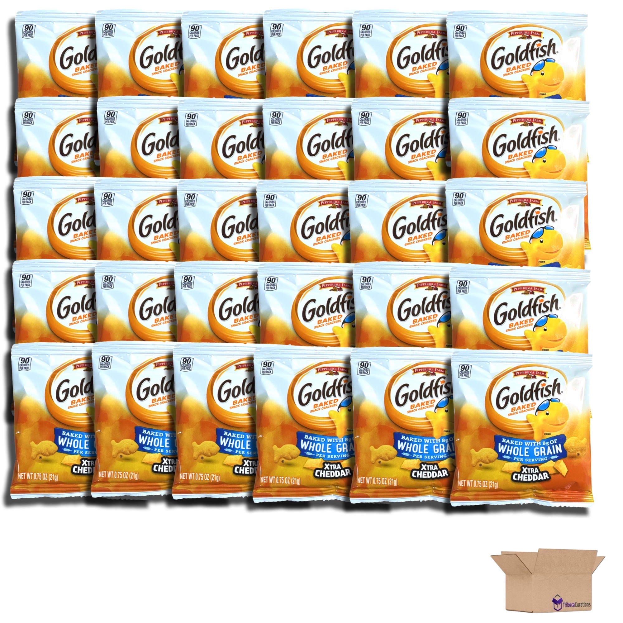 Goldfish Whole Grain Xtra Cheddar Goldfish Crackers Individual Bags Bulk, 30 Pack 5