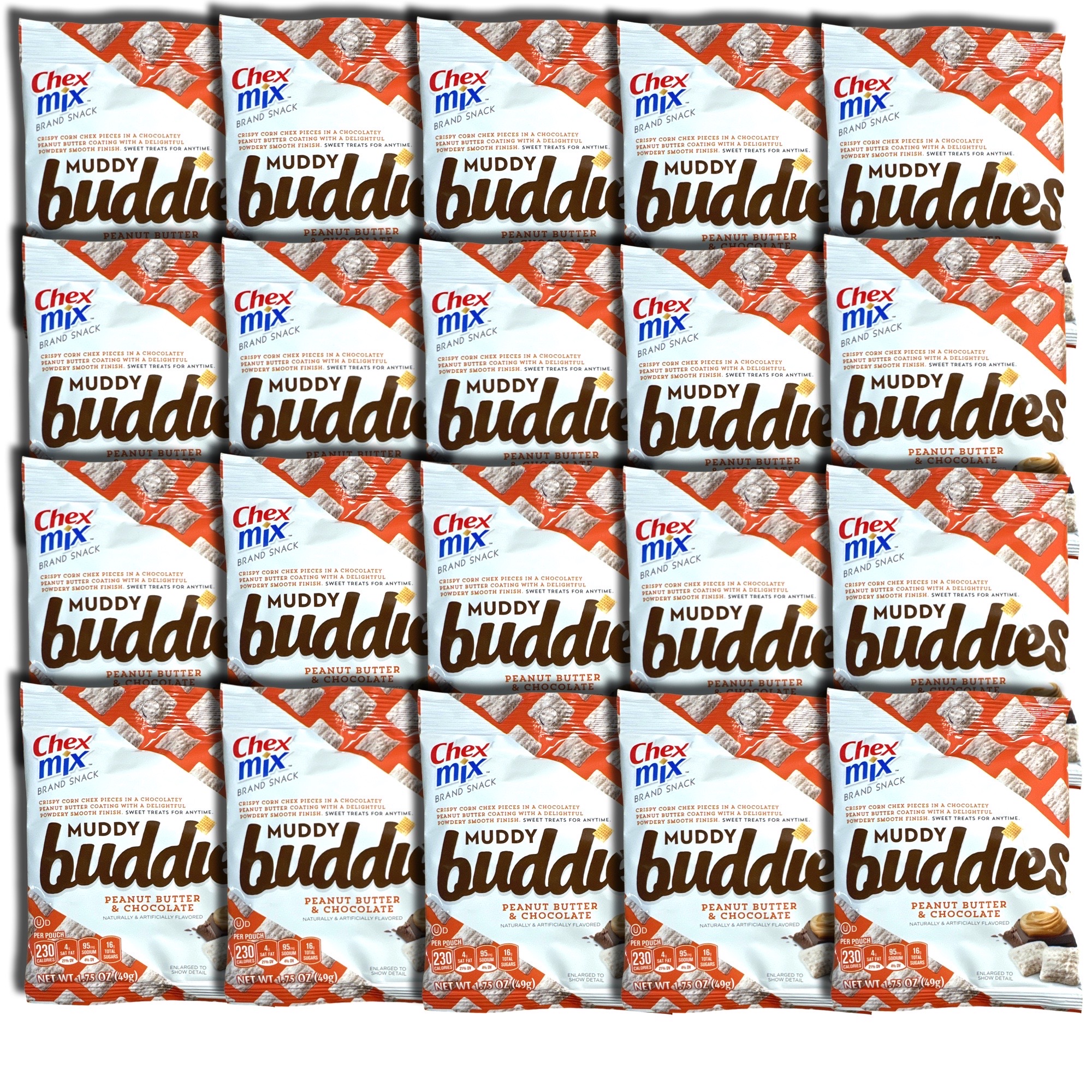 Muddy Buddies Peanut Butter and Chocolate Snack Mix   1.75 Oz | Value Pack of 20