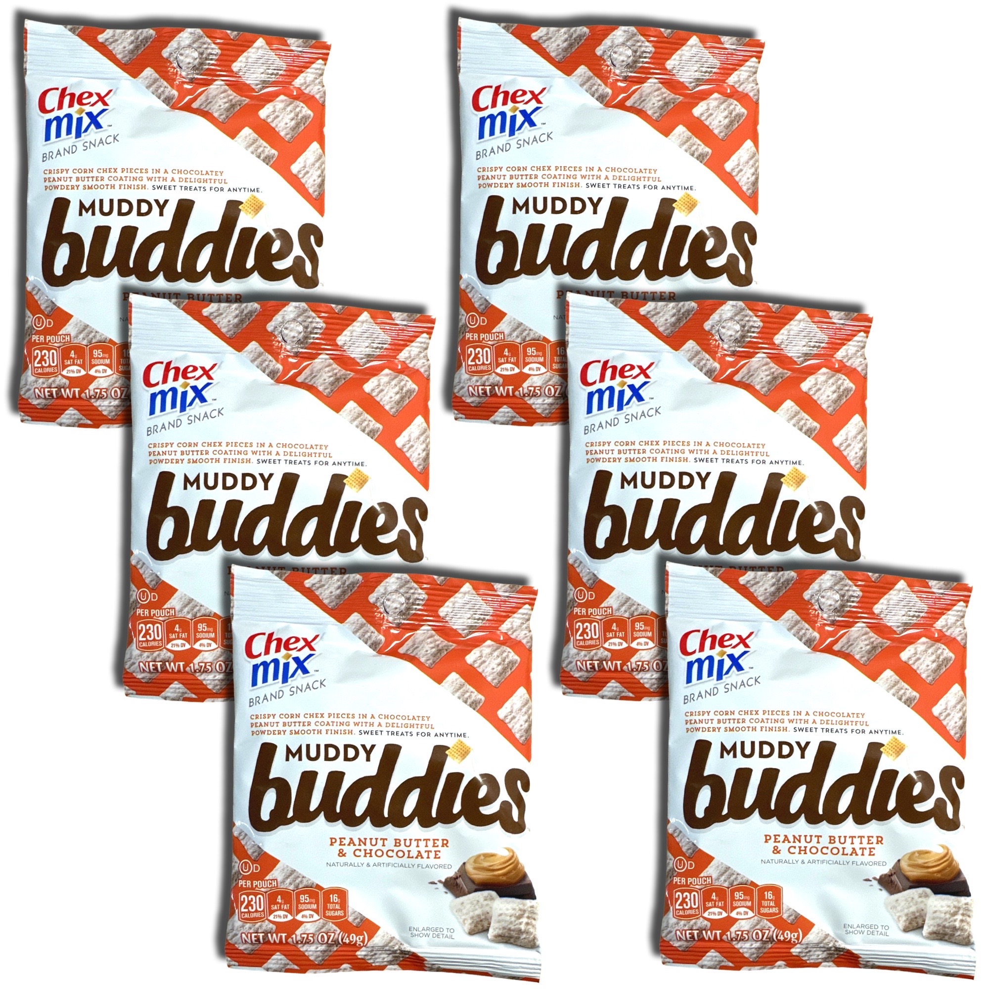 Muddy Buddies Peanut Butter and Chocolate Snack Mix   1.75 Oz | Value Pack of 20 5