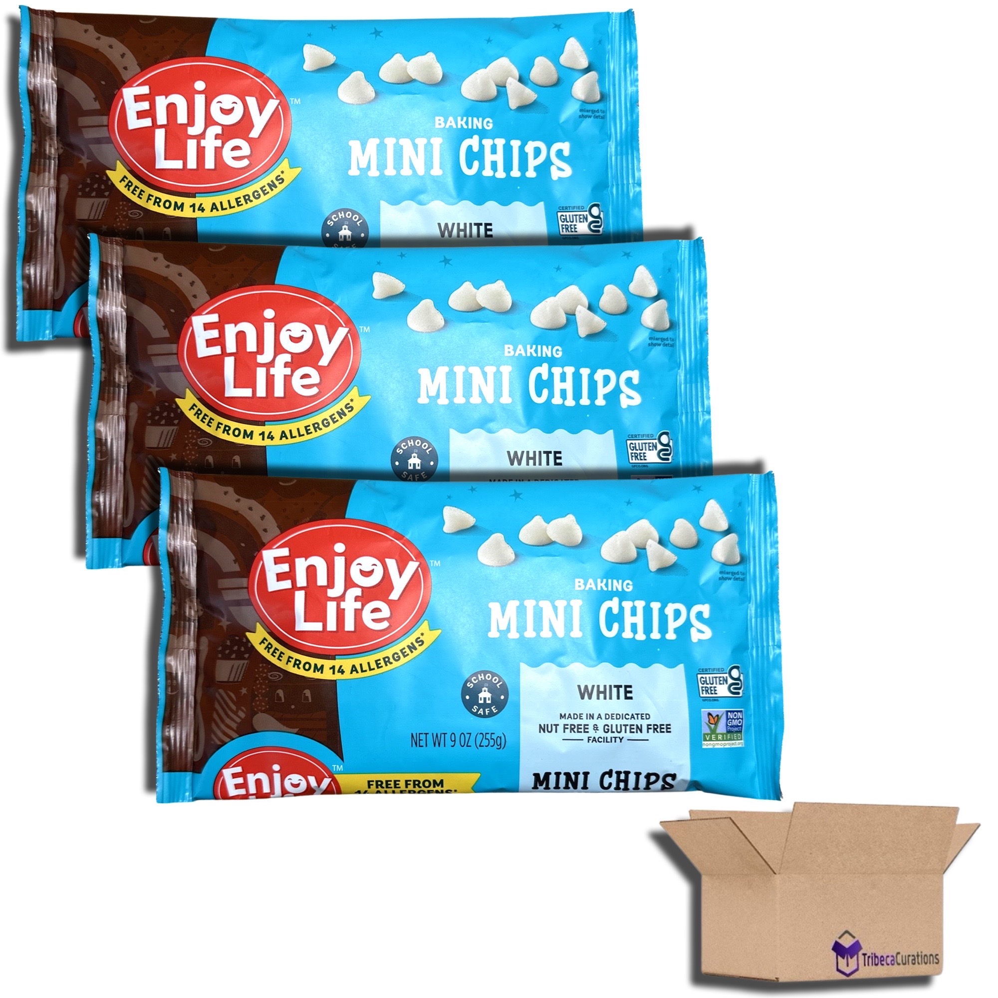 Enjoy Life White Chocolate Mini Baking Chips, Allergen Free, School Approved, 3 Bags