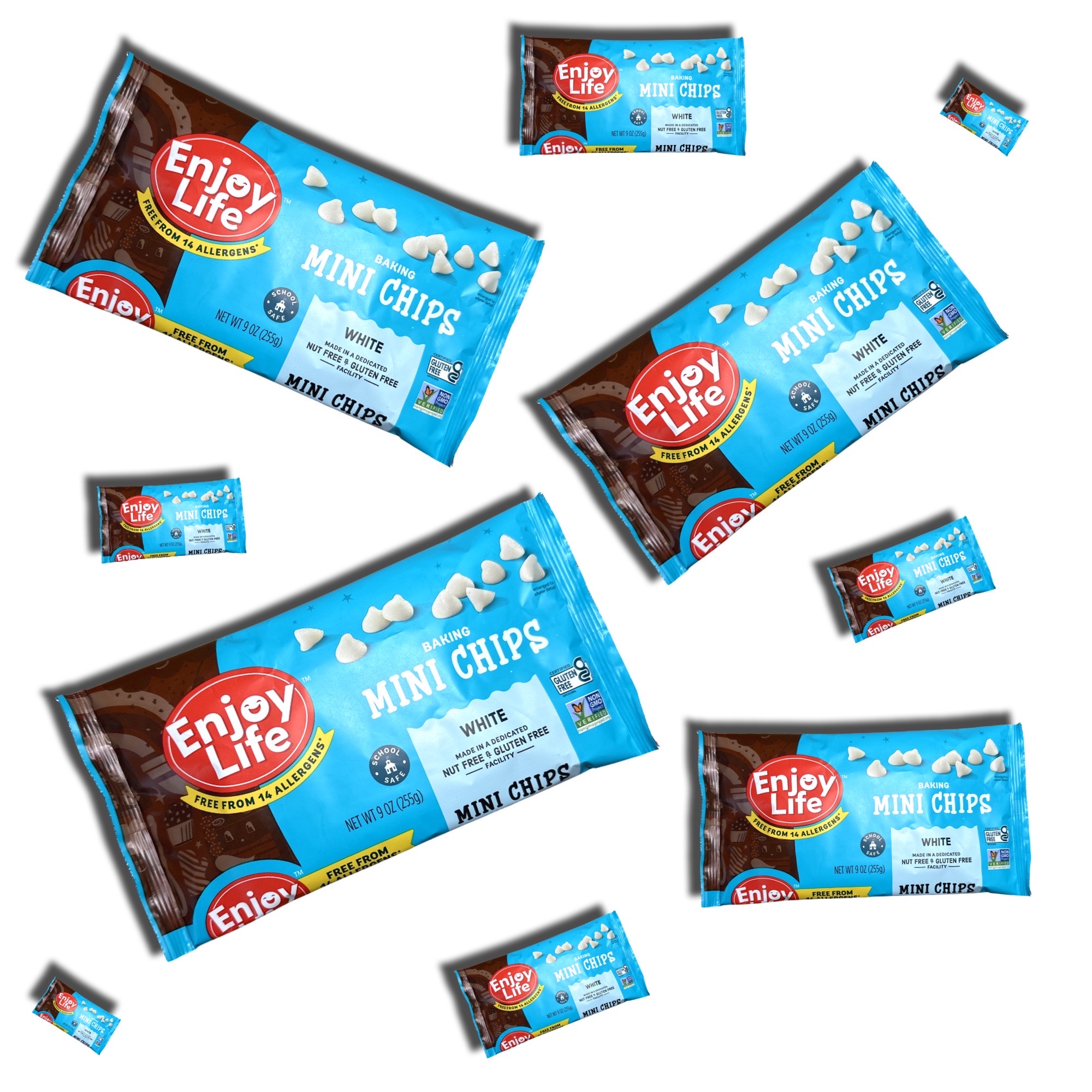 Enjoy Life White Chocolate Mini Baking Chips, Allergen Free, School Approved, 3 Bags 7