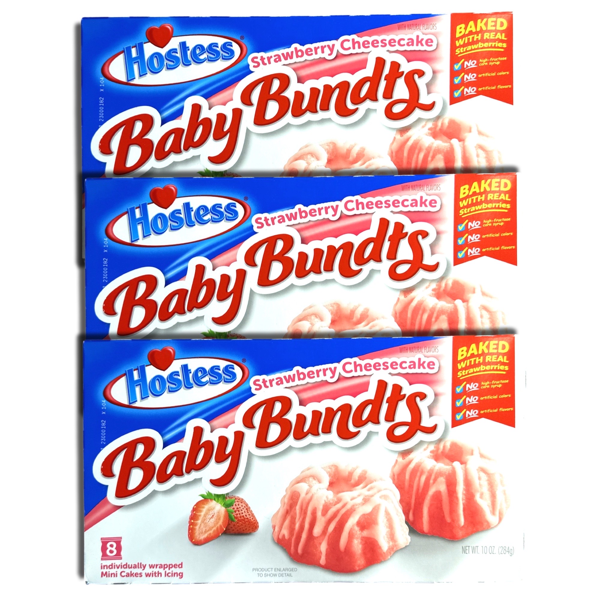 Hostess Baby Bundts Strawberry Cheesecake 10oz - 8 Individually Wrapped Mini Cakes with Real Strawberries & Icing - Soft Sweet Dessert Snacks 4