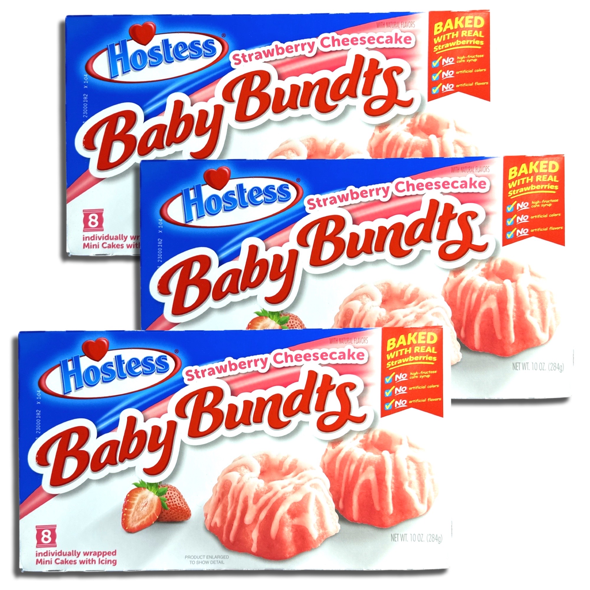 Hostess Baby Bundts Strawberry Cheesecake 10oz - 8 Individually Wrapped Mini Cakes with Real Strawberries & Icing - Soft Sweet Dessert Snacks 5