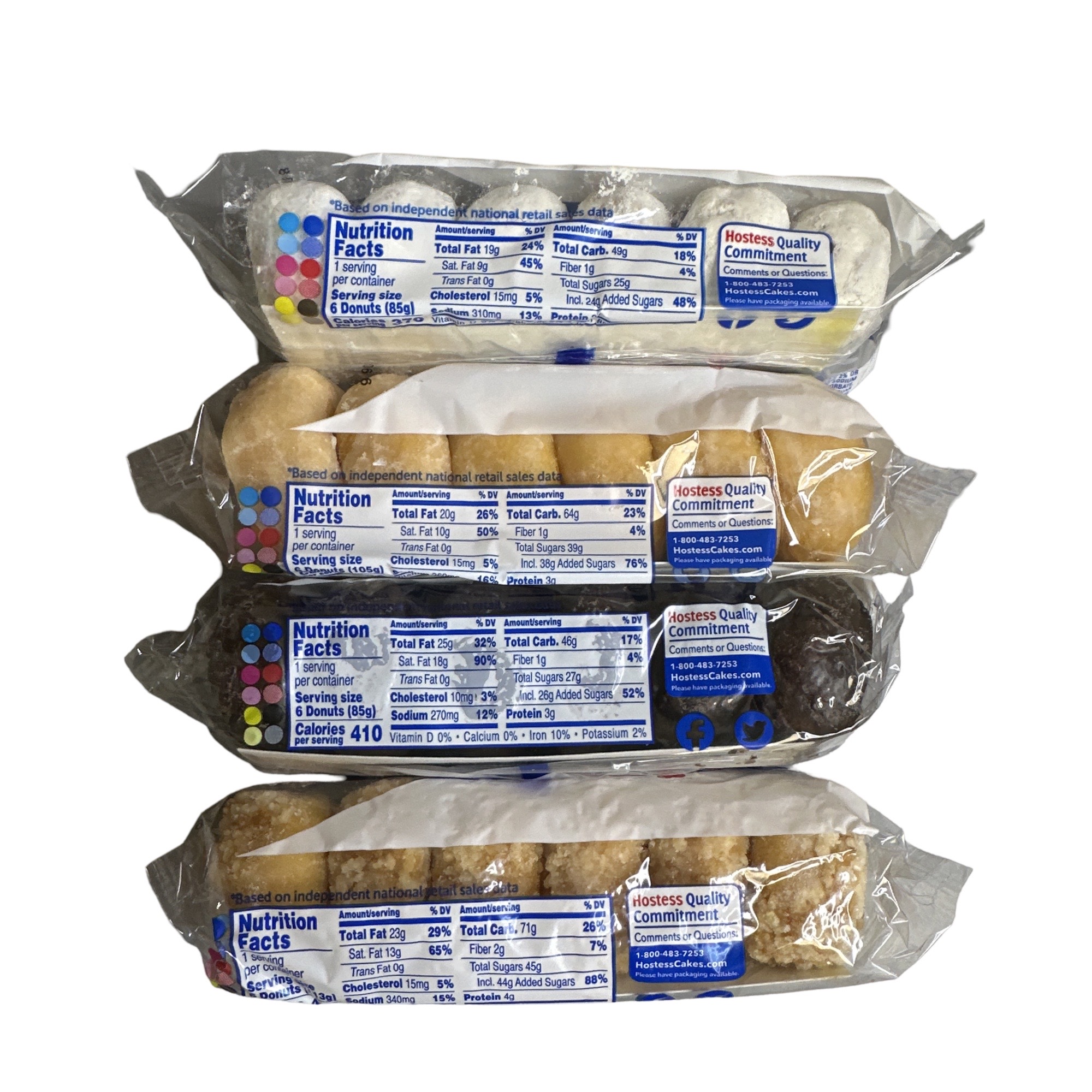 Hostess Donettes Variety | Powdered, Frosted, Double Chocolate, and Crunch | 12 Packs (72 Donettes) 3