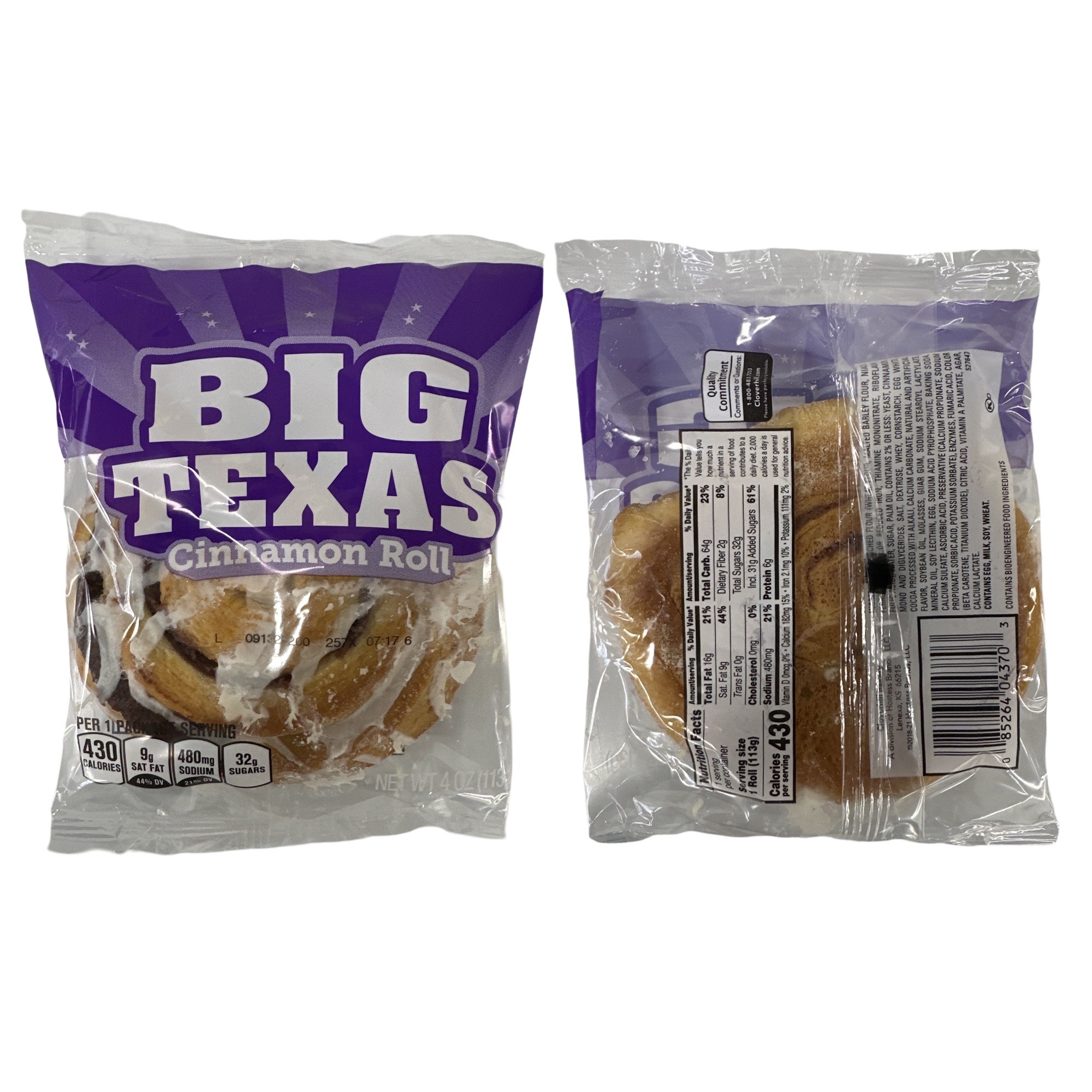 Cloverhill Bakery 6 Flavor Variety | Big Texas Cinnamon Roll, Cherry Cheese Bear Claw, Cheese Danish and Chocolate, Iced & Glazed Honeybuns 6