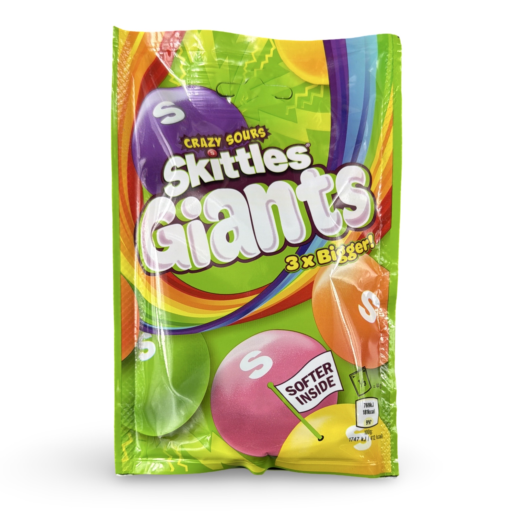 Skittles UK Imports, Giants 3x Bigger, Crazy Sours 100 gm bag