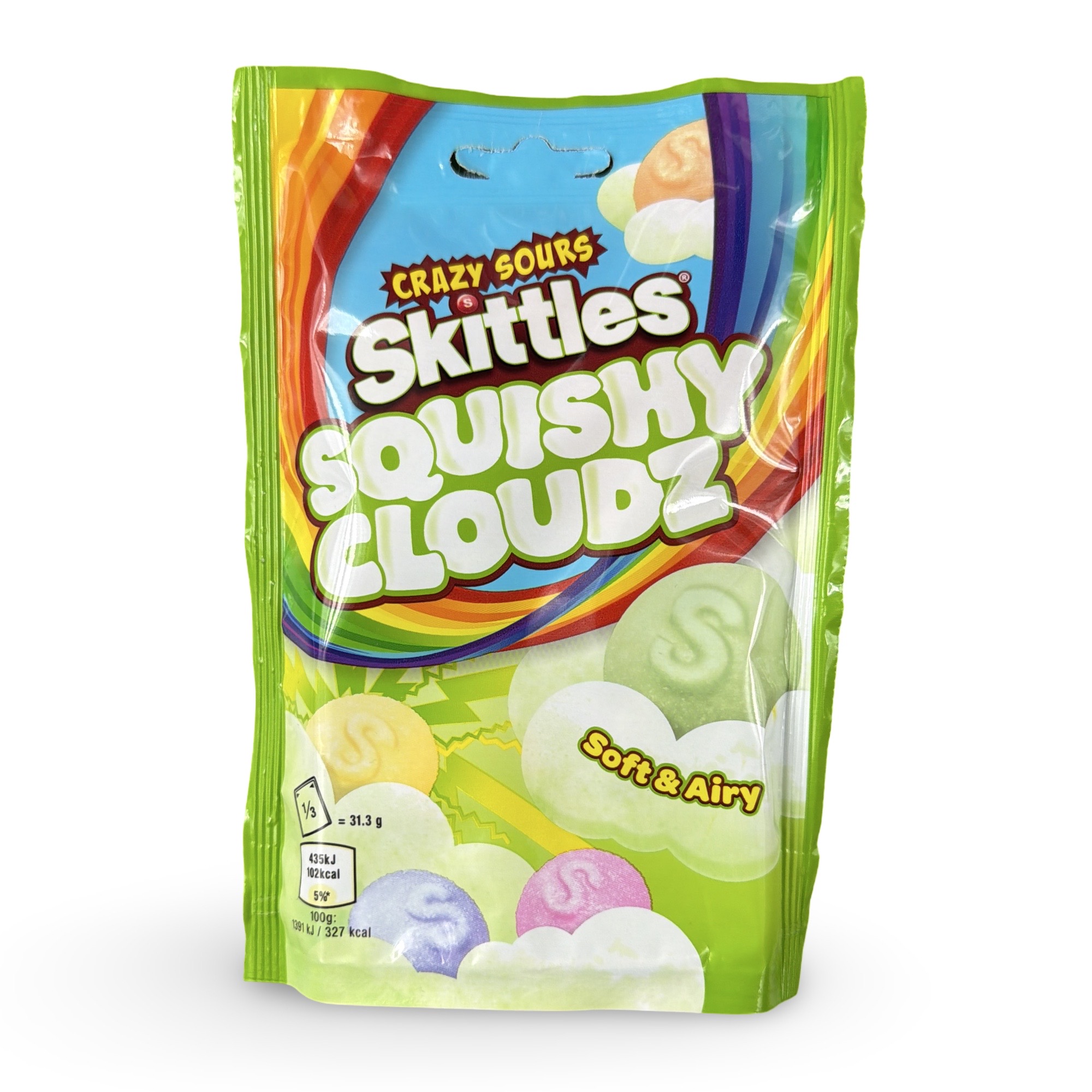 Skittles UK Imports, Squishy Clouds, Soft and Airy, Crazy Sours 100 gm bag