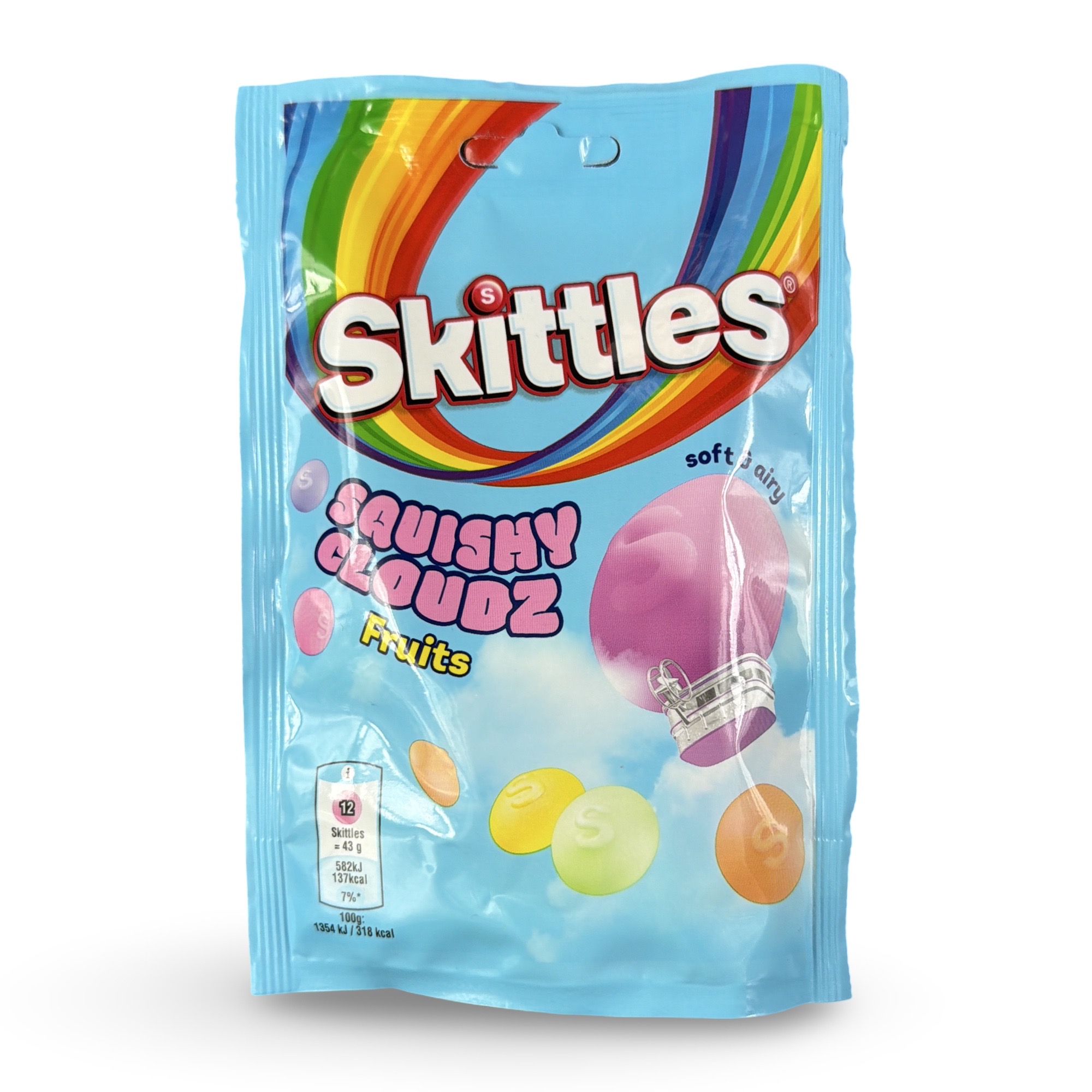 Skittles UK Imports, Squishy Clouds, Soft and Airy, Fruits 100 gm bag