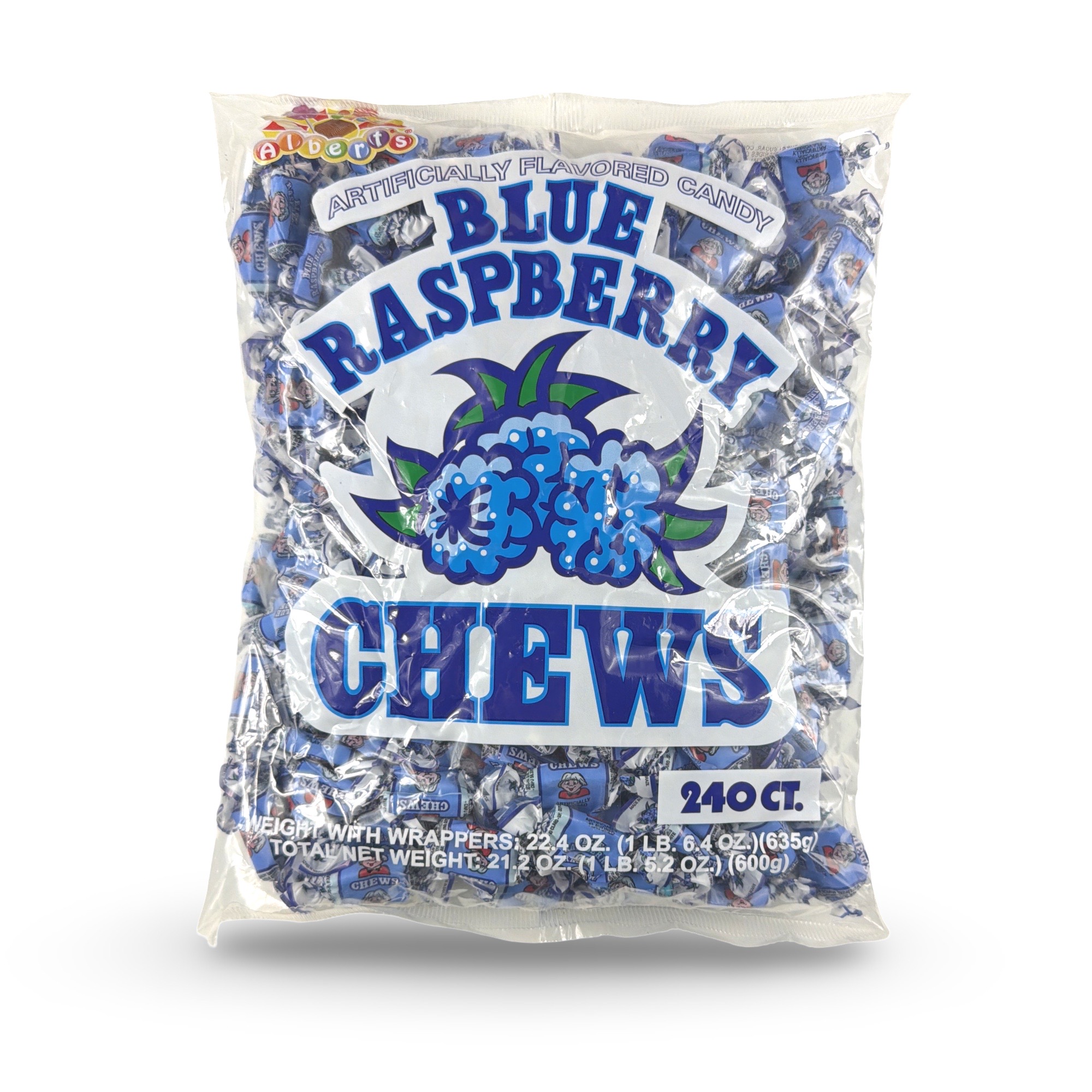 Albert’s Fruit Chews – Classic Chewy Candy 240 Ct Bag | Individually Wrapped, Blue Raspberry