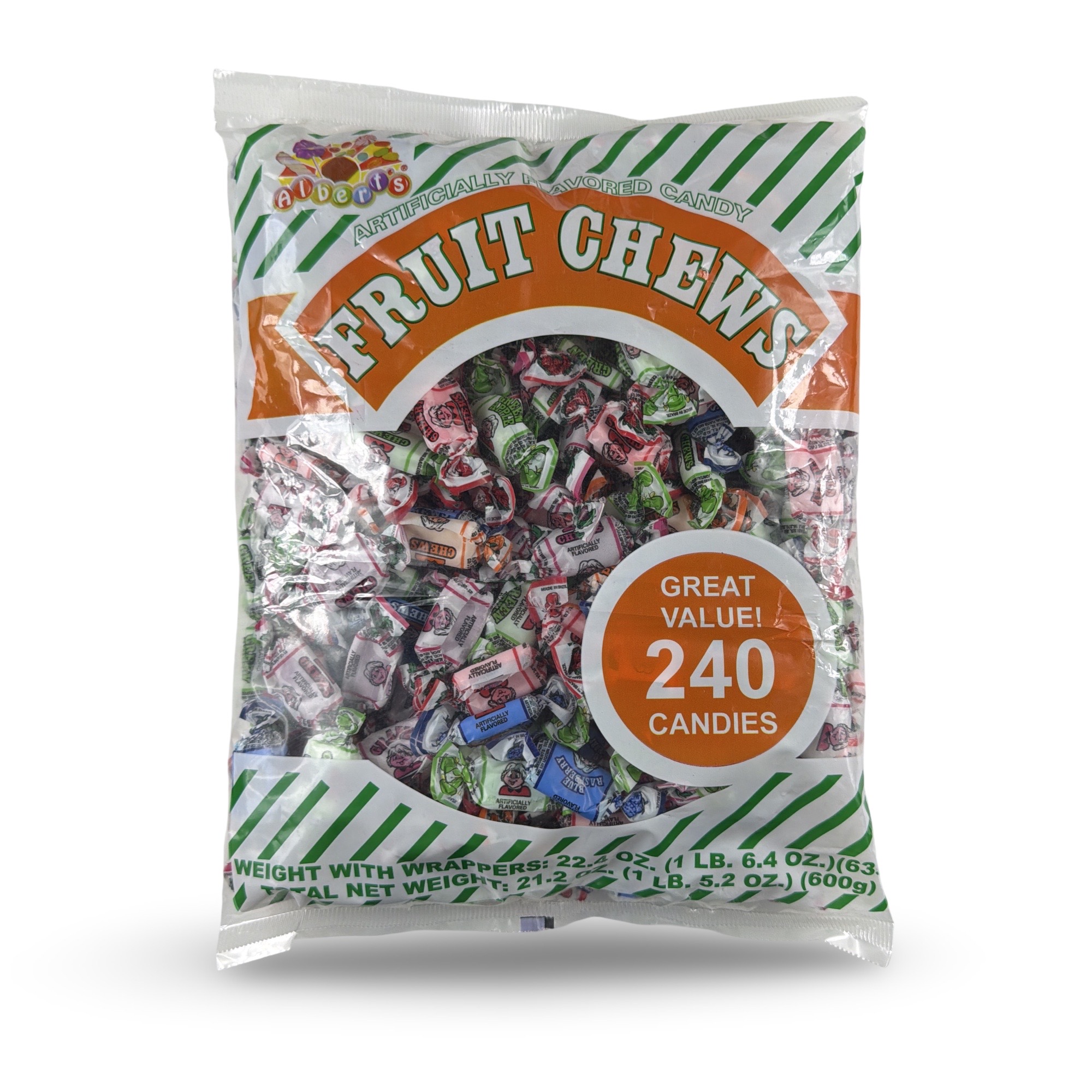 Albert’s Fruit Chews – Classic Chewy Candy 240 Ct Bag | Individually Wrapped, Assorted Fruit