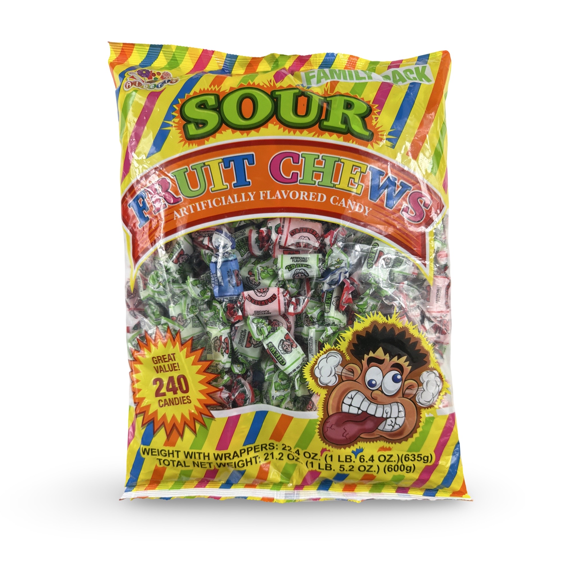 Albert’s Fruit Chews – Classic Chewy Candy 240 Ct Bag | Individually Wrapped, Assorted Sour