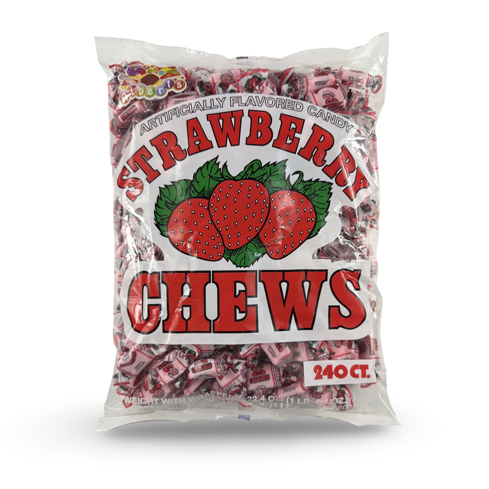 Albert’s Fruit Chews – Classic Chewy Candy 240 Ct Bag | Individually Wrapped, Strawberry
