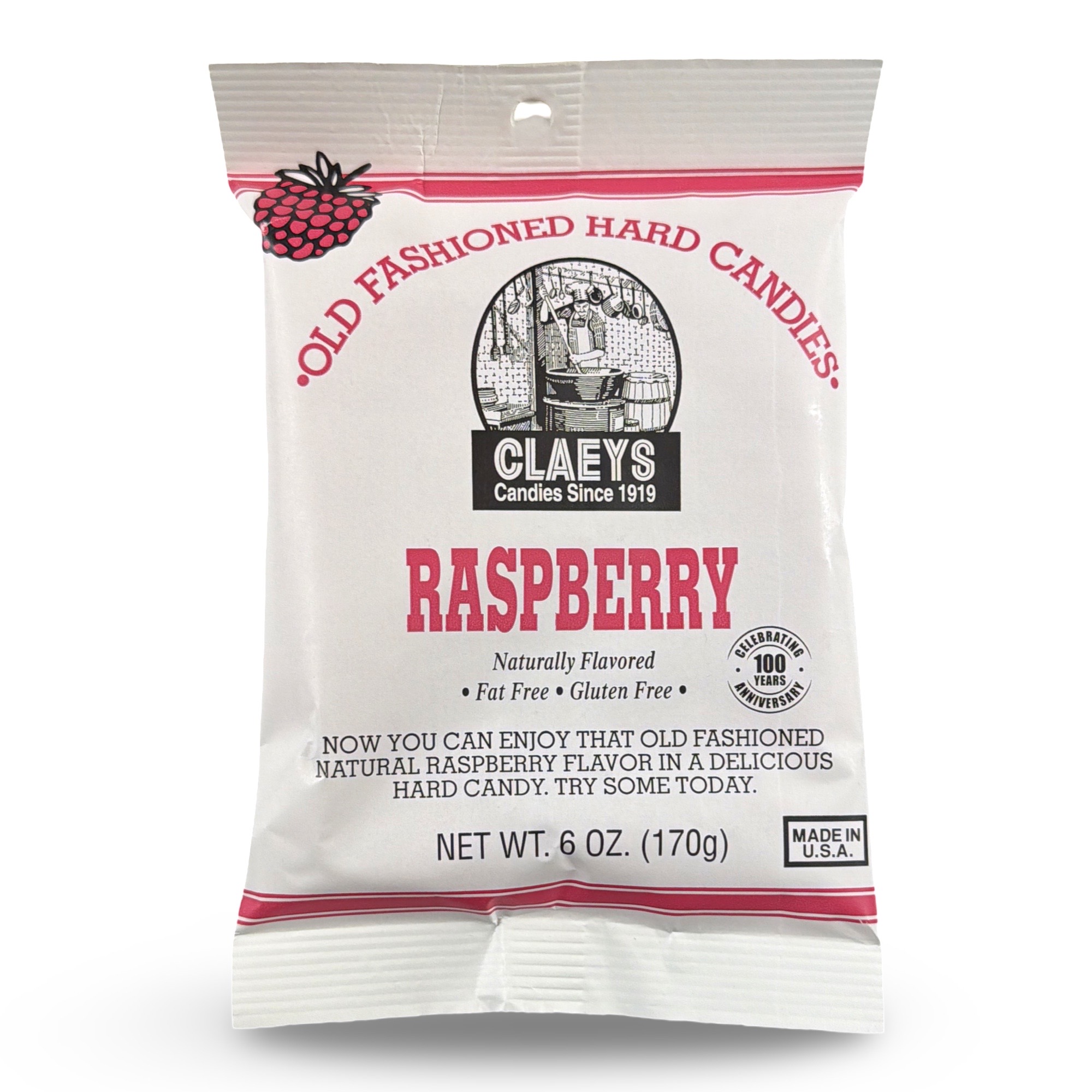 Claeys Old Fashioned Nostalgic Hard Candy – 6 oz Bags, 4 Pack | Raspberry