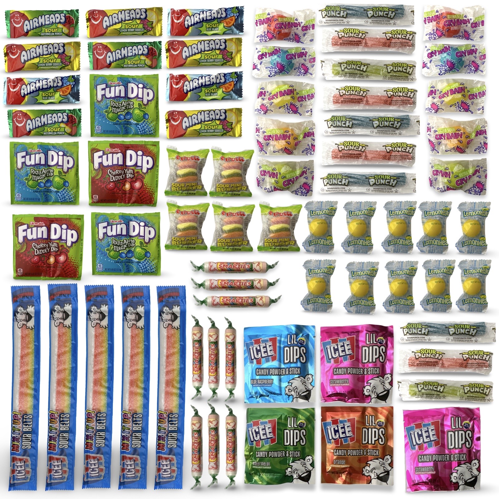 Sour Candy Variety Sampler Pack V2 | Lemonhead, efrutti, Icee, Fun Dip, Smarties and Airheads, 70 Total 3