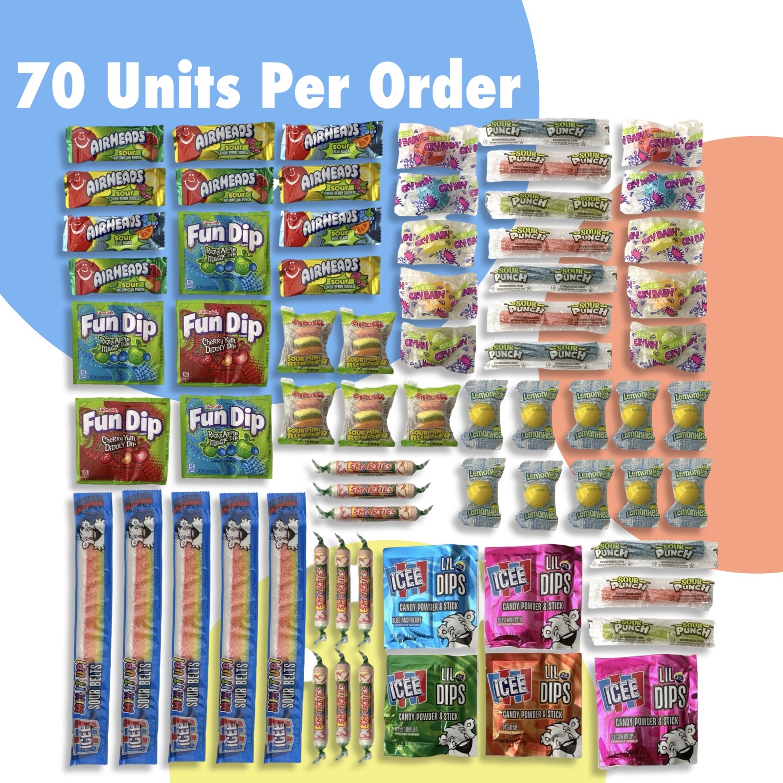 Sour Candy Variety Sampler Pack V2 | Lemonhead, efrutti, Icee, Fun Dip, Smarties and Airheads, 70 Total 4
