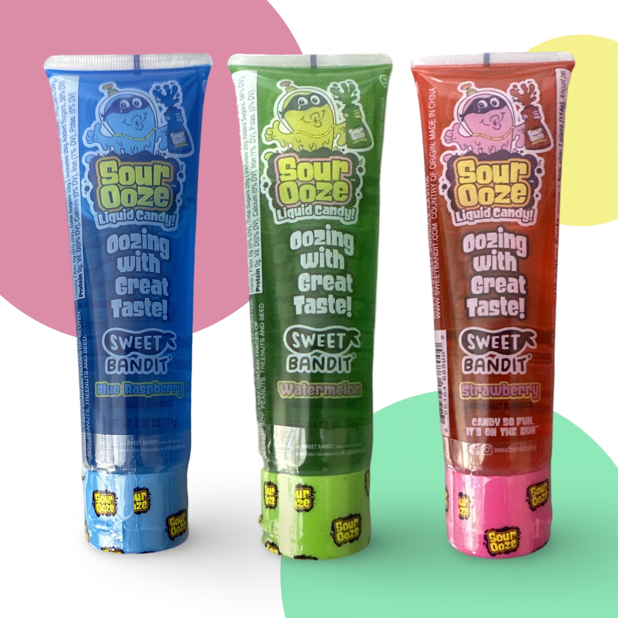 Sour Candy Full Size Sampler 8 Pack  | Sour Ooze, Quick Blast, Bubble Jug, Pop Rocks and Icee Candy Powder 5