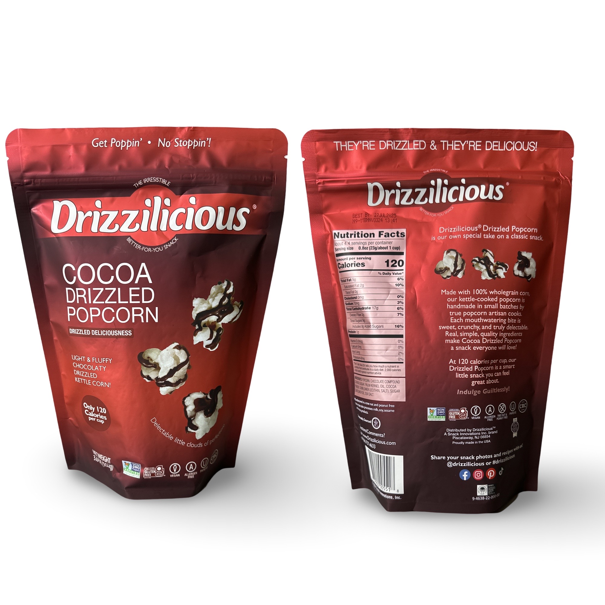 Drizzilicious Mini Rice Cake Bites and Popcorn Variety Pack | Very Berry, French Toast and Drizzled Popcorn, 4 Bags Total 2