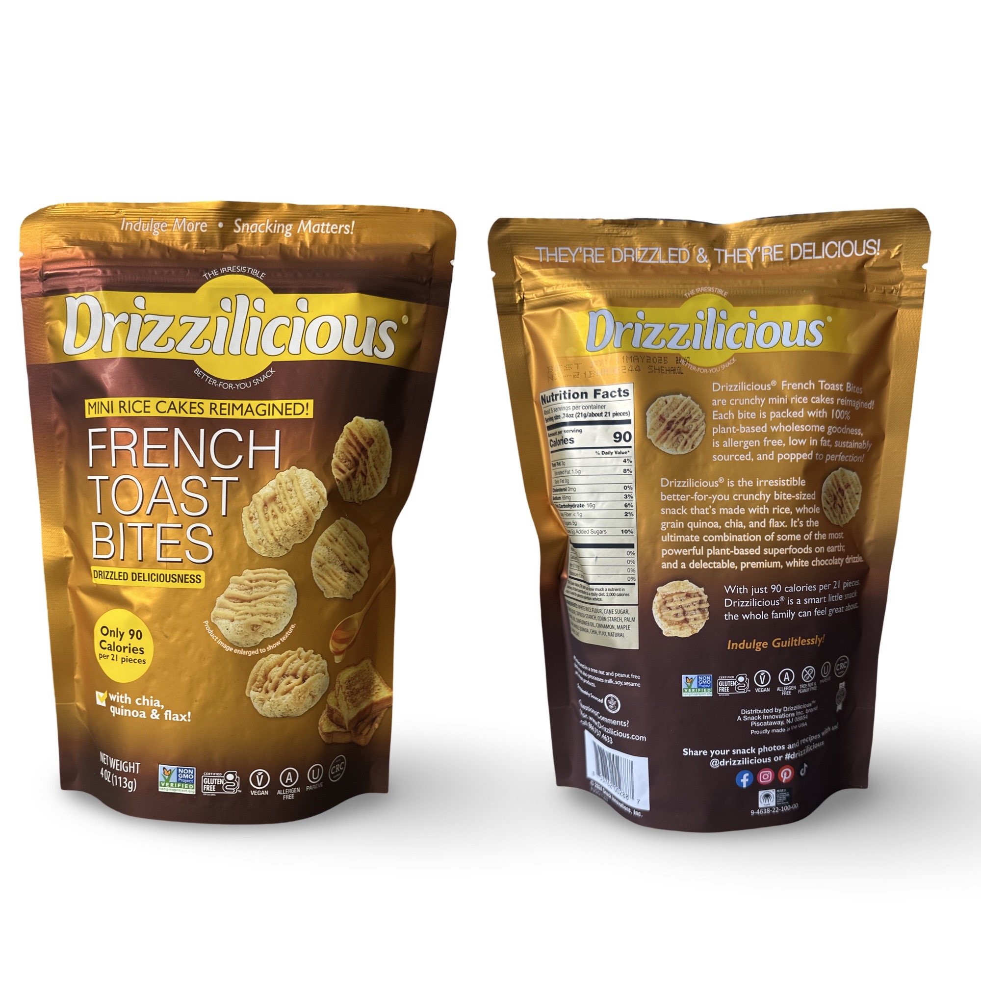 Drizzilicious Mini Rice Cake Bites and Popcorn Variety Pack | Very Berry, French Toast and Drizzled Popcorn, 4 Bags Total 3