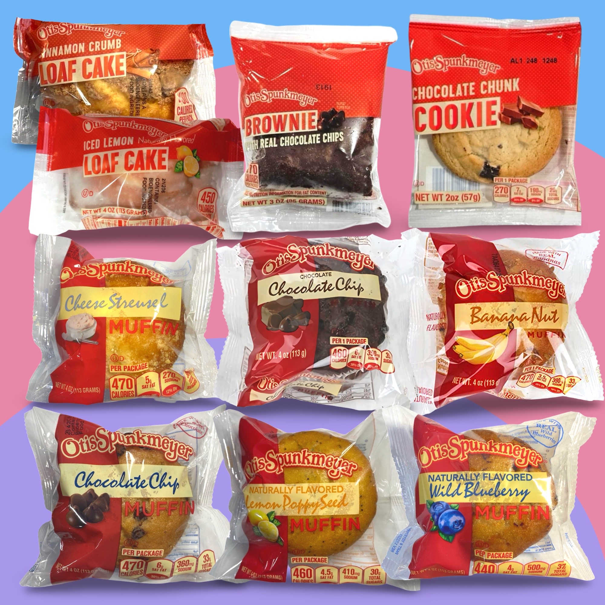 Otis Spunkmeyer 10 Unique Snack Cakes Sampler Pack Includes Brownies, Cookies, Loaf Cakes and Muffins 2