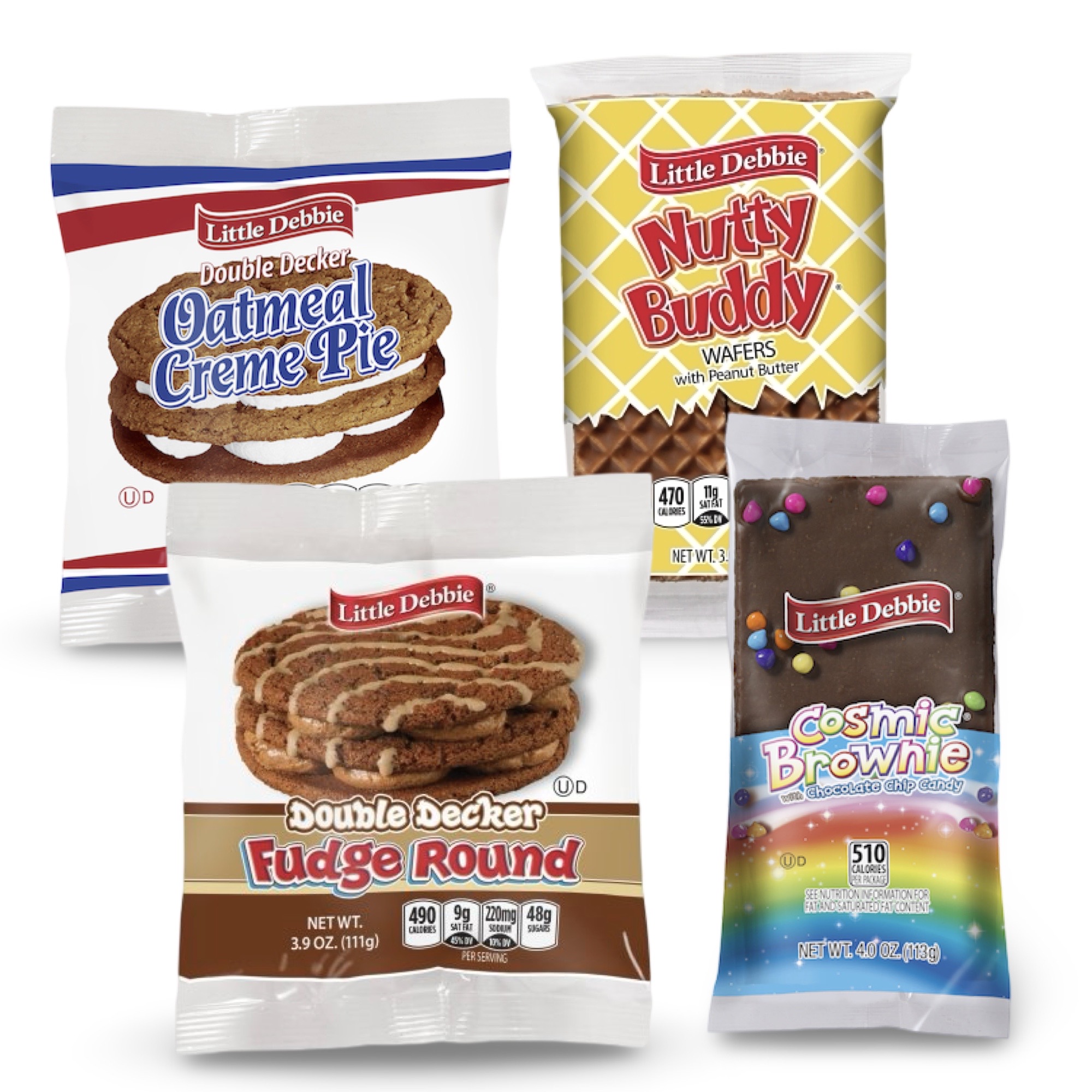 12 Pack Little Debbie Variety, Cosmic Brownie, Oatmeal Doubler Decker, Fudge Doubler Decker and Nutty Buddy, Single Serve Packs 6