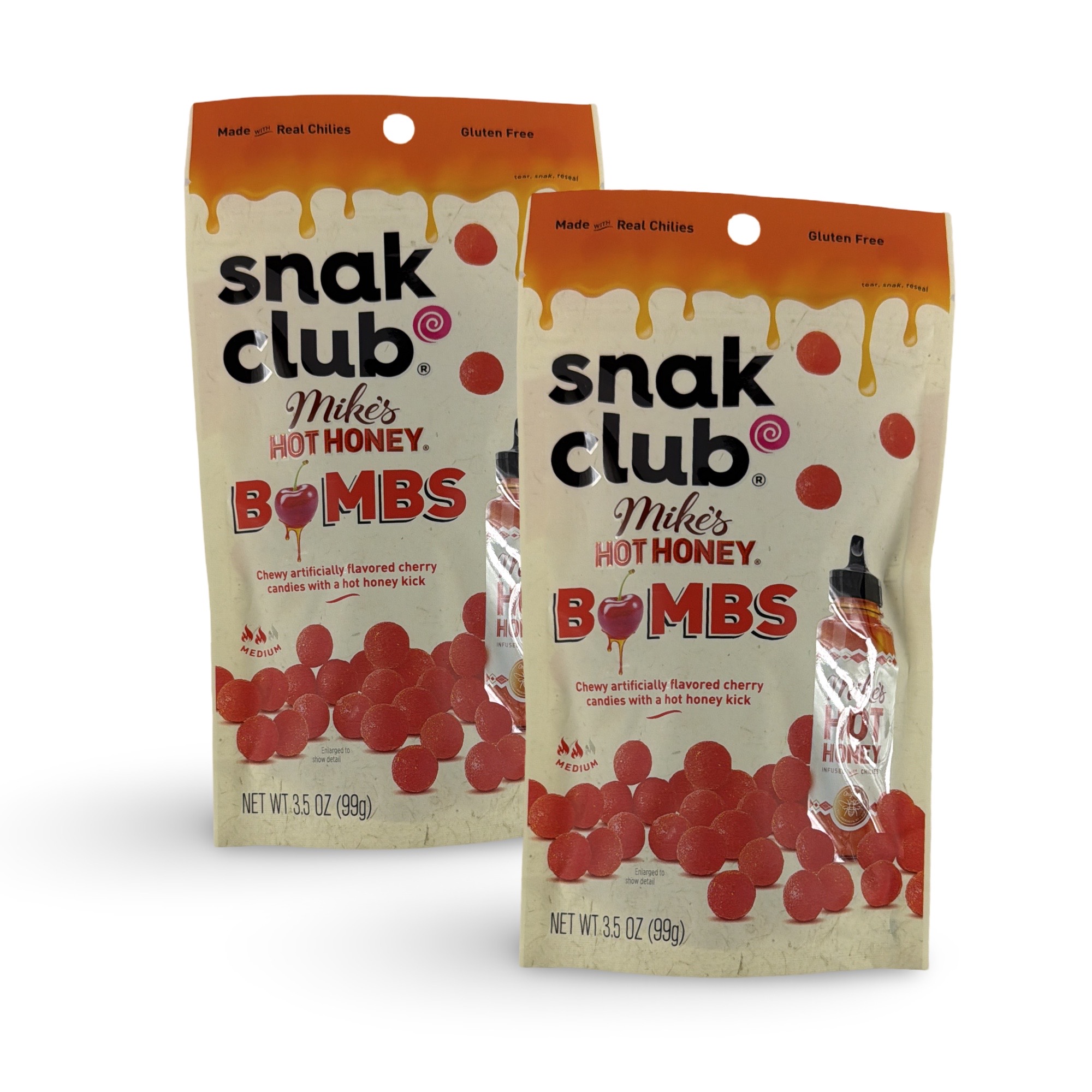 Snak Club Mike’s Hot Honey Flavored Candy – Cherry Bombs or Gummy Bears | 2 Pack