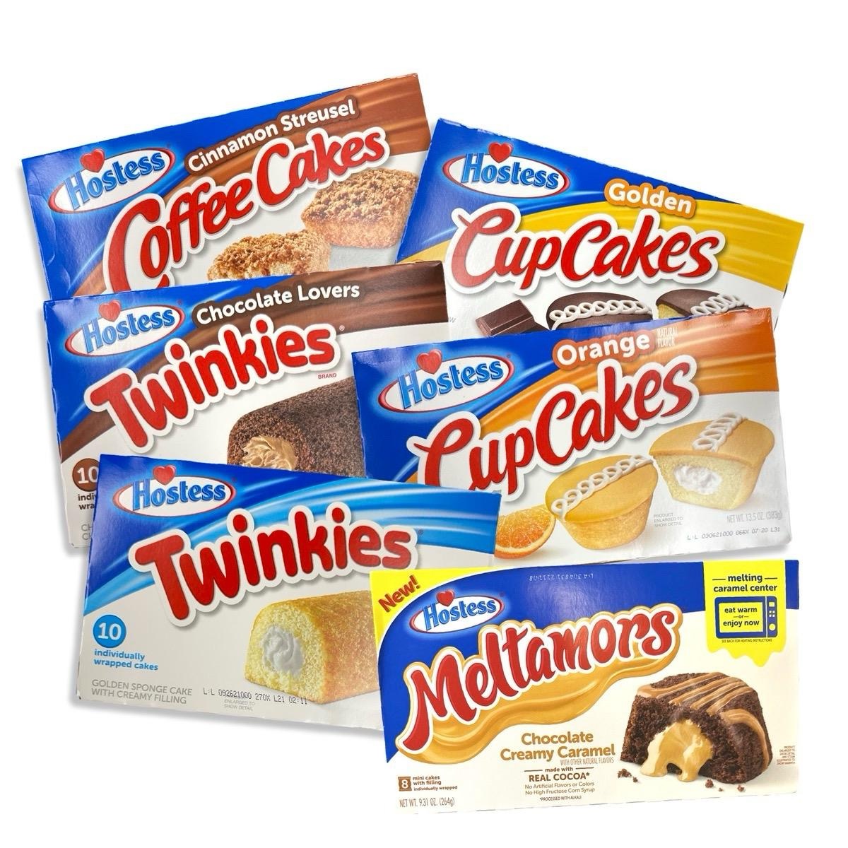 Hostess Snack Cake and Cupcake Variety Pack | 54 Cakes (Chocolate, Original Twinkies, Golden & Orange Cupcakes, Coffee cakes and Meltamors) | Multi-Flavor Desserts, Party Essential