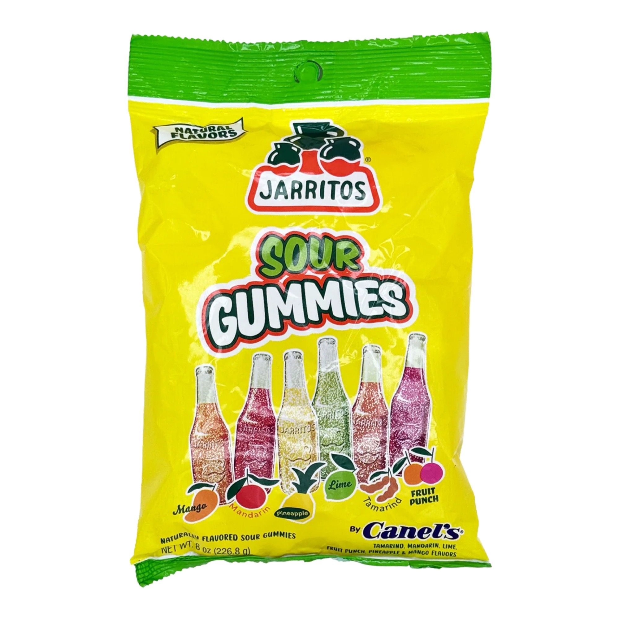Jarritos Mixed Flavors Sour Gummies: 8 Oz Bag (Mango, mandarin, Pineapple, Lime, Tamarind, and Fruit Punch)