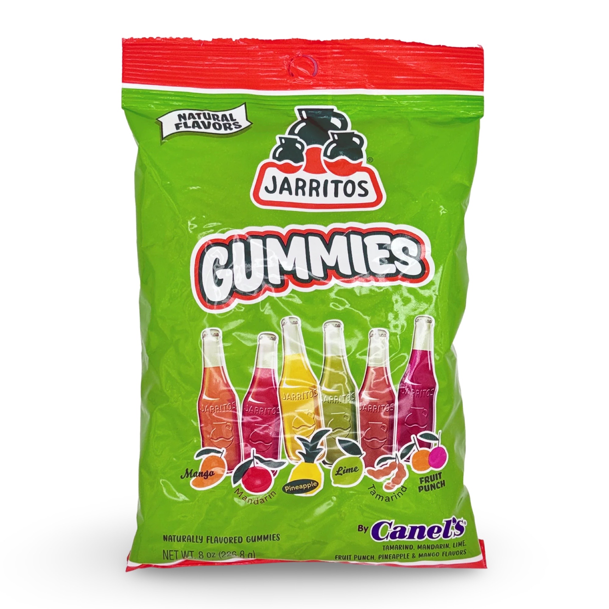 Jarritos Mixed Flavors Gummies: 8 oz Bag (Mango, mandarin, Pineapple, Lime, Tamarind, and Fruit Punch)