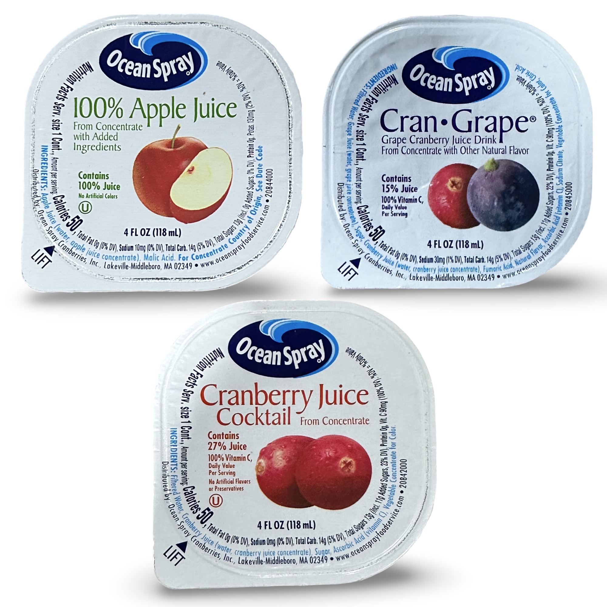 Ocean Spray Fruit Juice Individual Cups Variety Pack | Apple, Cran-Grape, Cranberry | Pack of 24