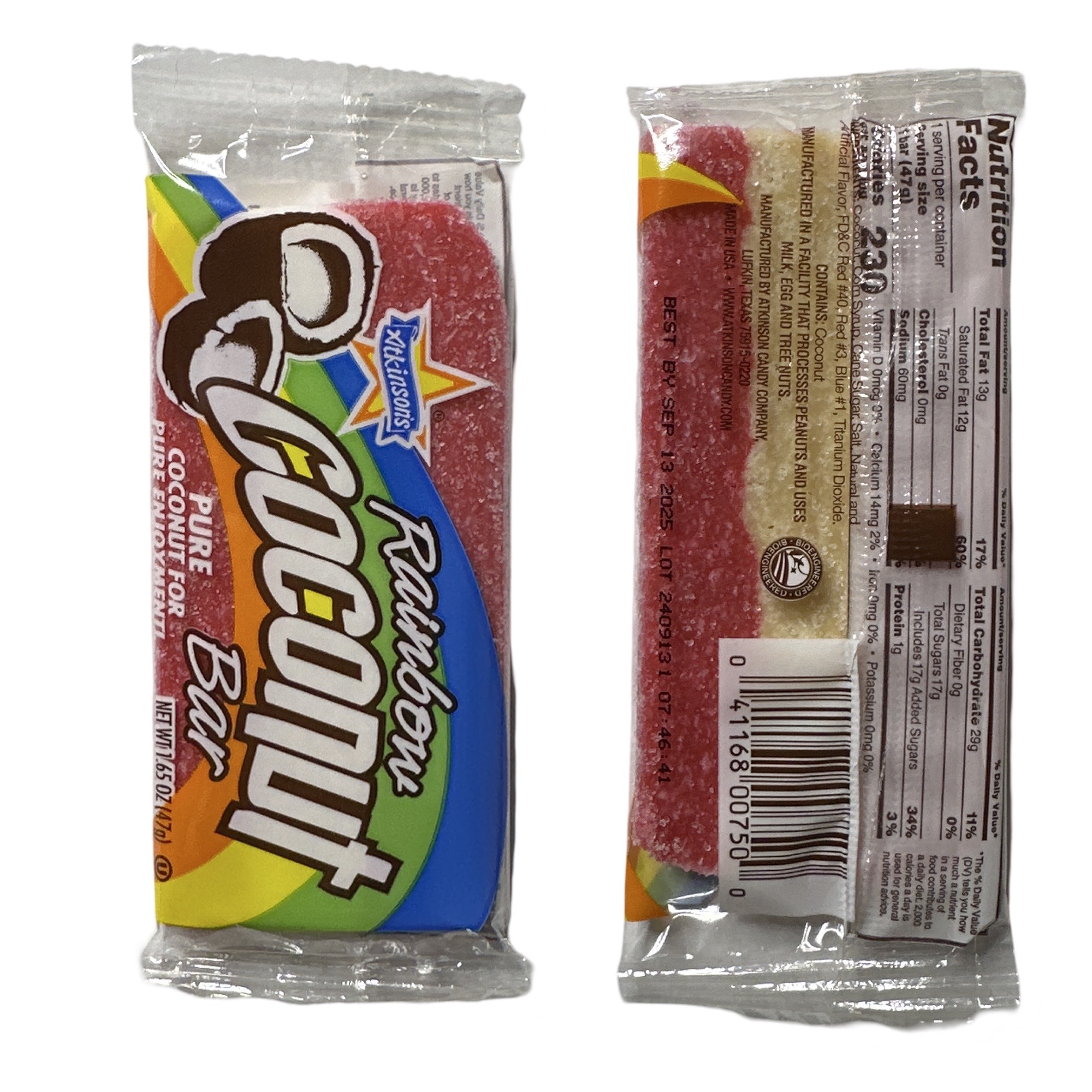 Nostalgic Candy Rainbow Chewy Coconut Bars, 1.65 Oz, Pack of 6 2