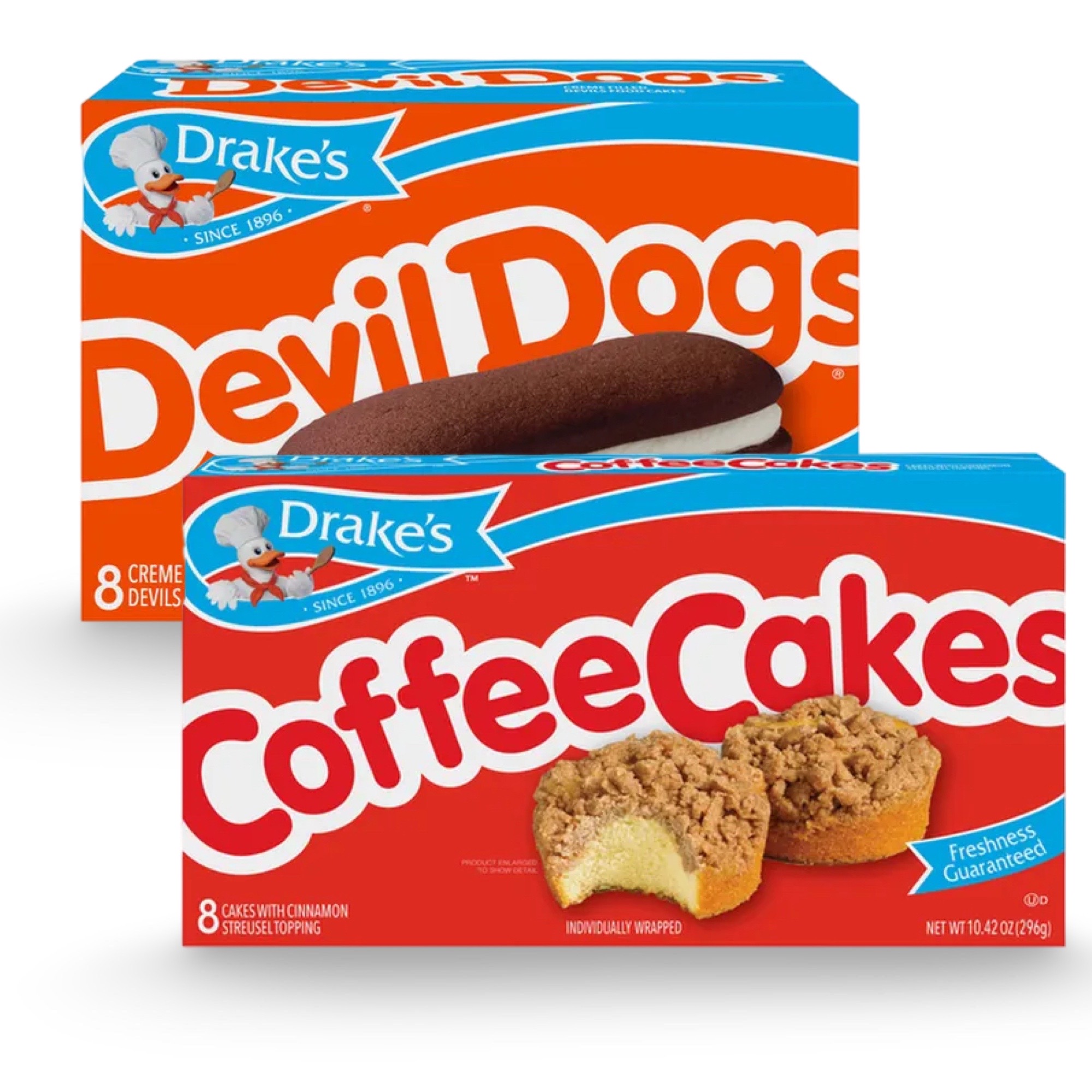 Drake's Devil Dogs and Coffee Cake Combo Pack, 1 Box Each