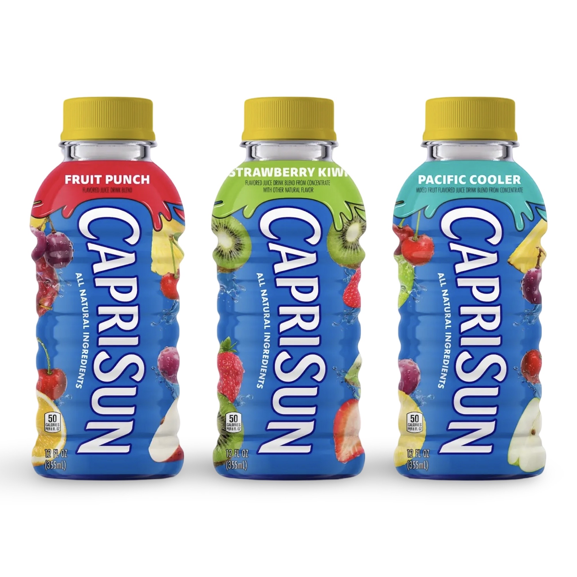 Capri Sun Bottles 3 Flavor Variety Pack: Pacific Cooler, Fruit Punch, Kiwi Strawberry | 6 Total