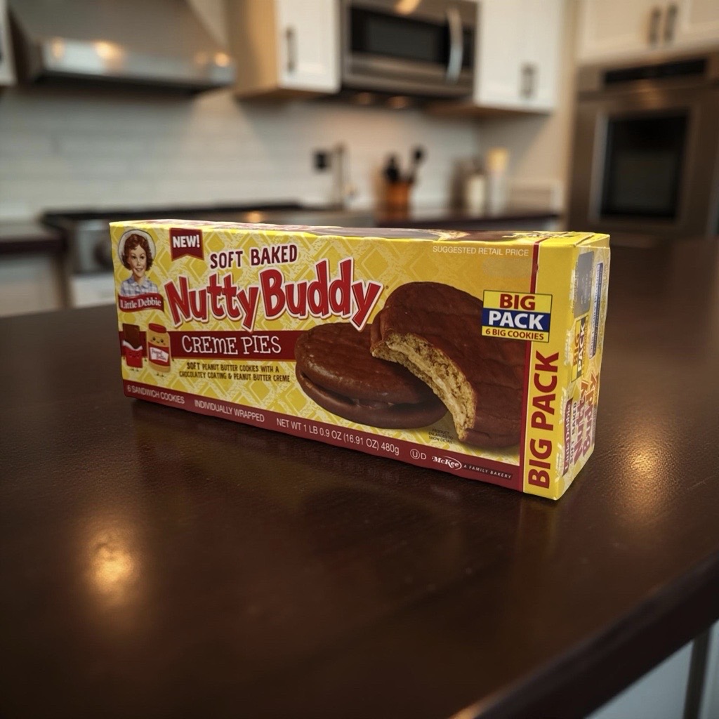 Little Debbie Nutty Buddy Peanut Butter Cookie Cream Pies, Family Pack 4