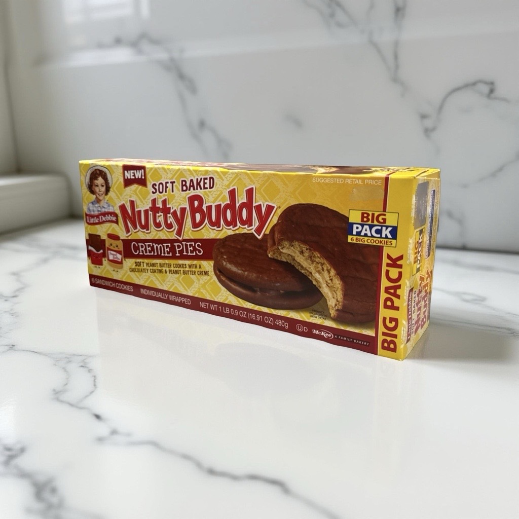 Little Debbie Nutty Buddy Peanut Butter Cookie Cream Pies, Family Pack 3