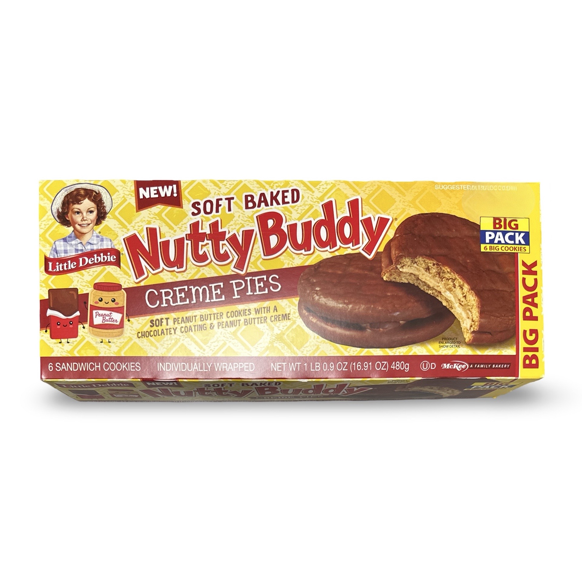 Little Debbie Nutty Buddy Peanut Butter Cookie Cream Pies, Family Pack