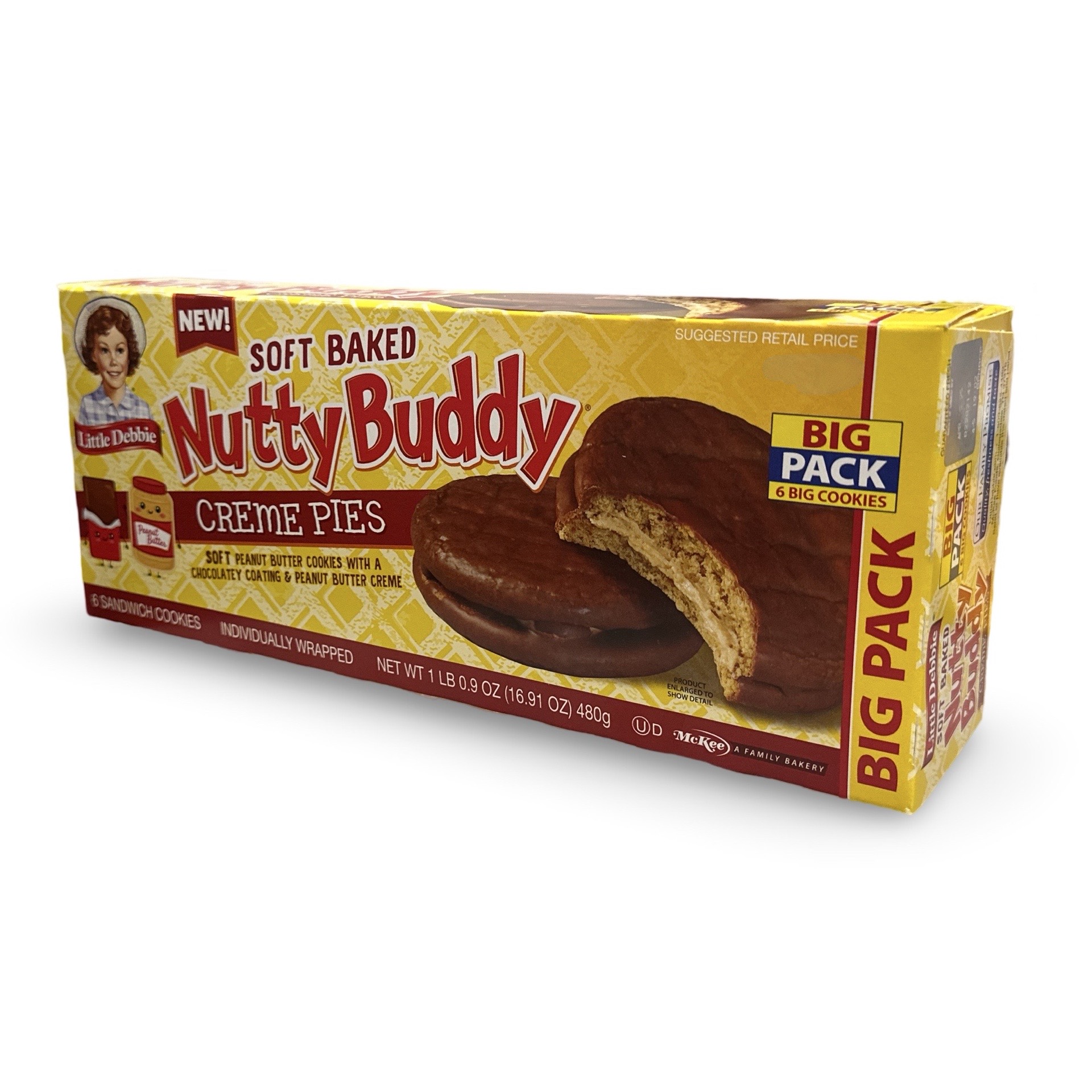Little Debbie Nutty Buddy Peanut Butter Cookie Cream Pies, Family Pack 2