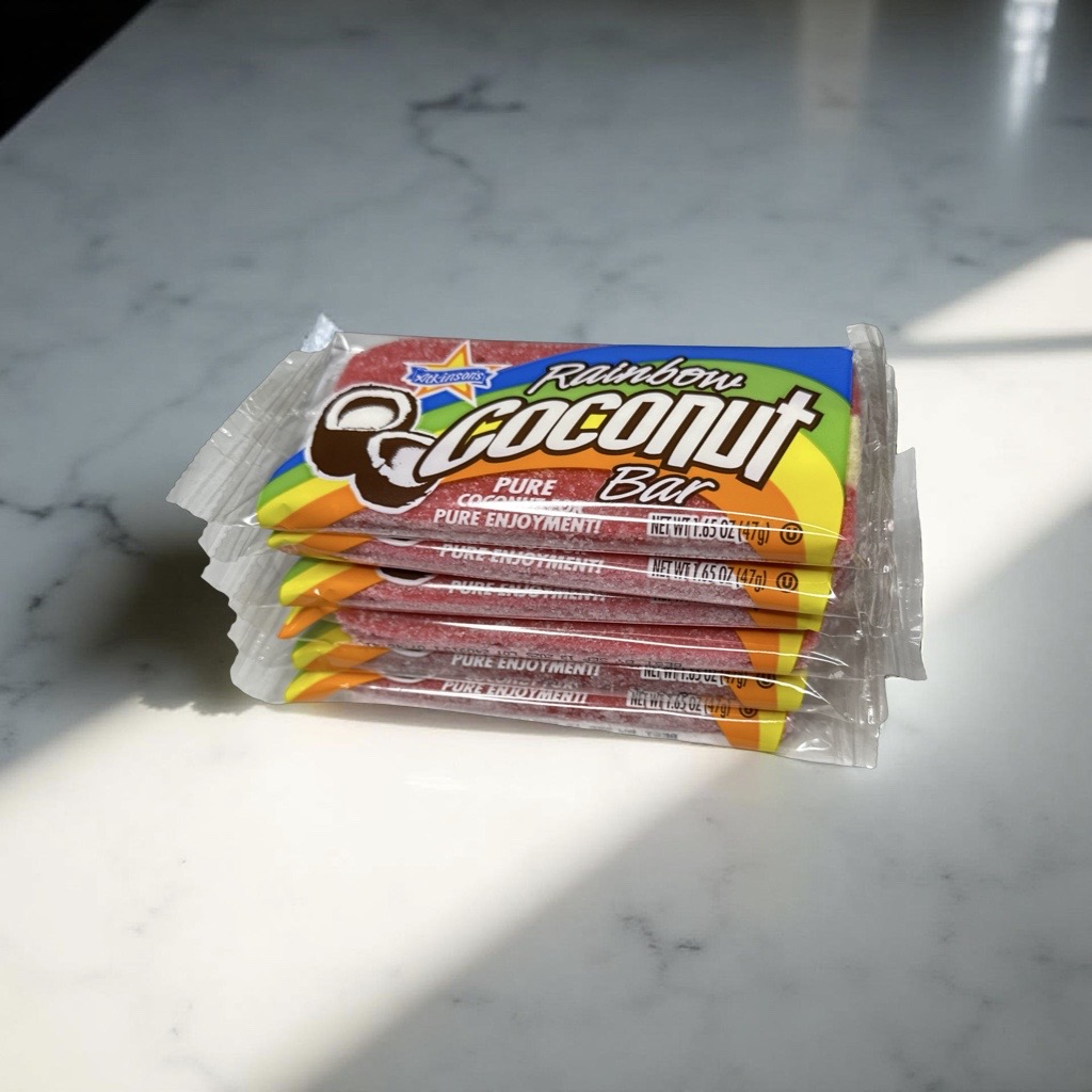 Nostalgic Candy Rainbow Chewy Coconut Bars, 1.65 Oz, Pack of 6 5