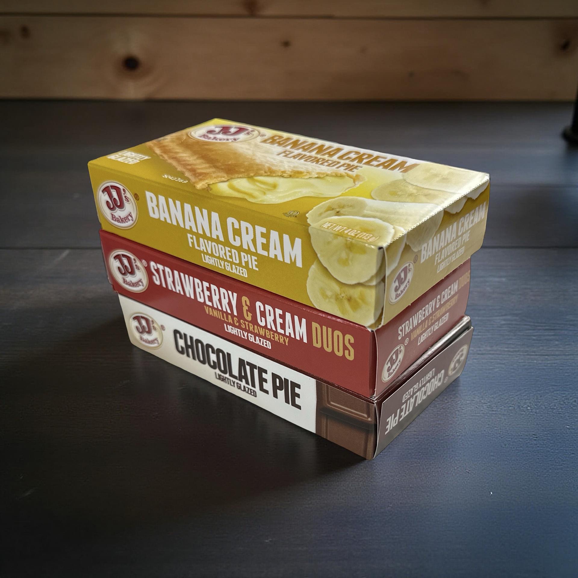 JJ's Bakery Pies Variety Pack (Banana Cream / Strawberry Cream / Chocolate) | 12 Count 3
