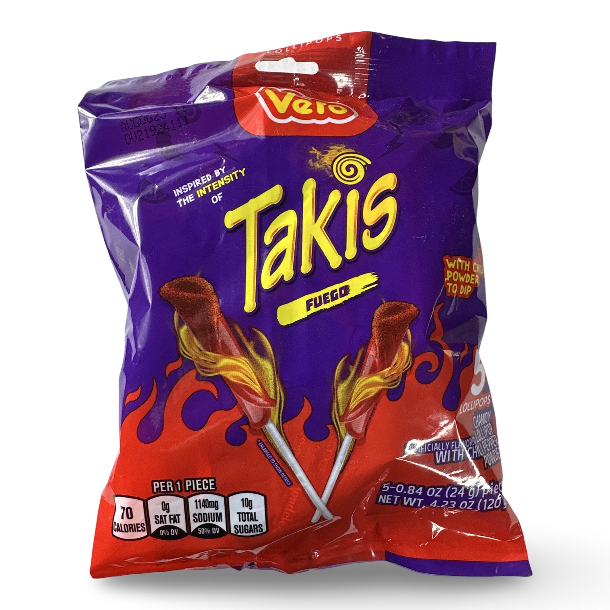 Takis Fuego Chamoy Lollipops with Chili Pepper Powder, 3 Bags