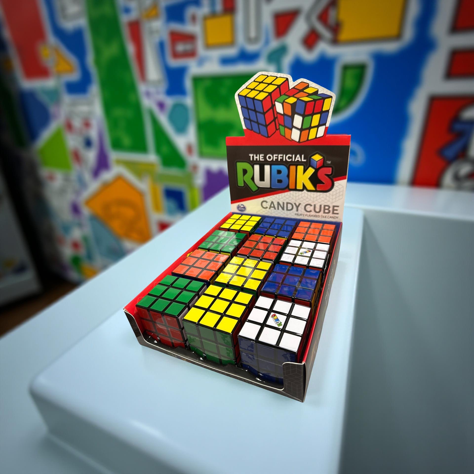 Rubik's Cube Candy Tin Filled With Fruity Sour Candy Squares, 2 Cubes 6