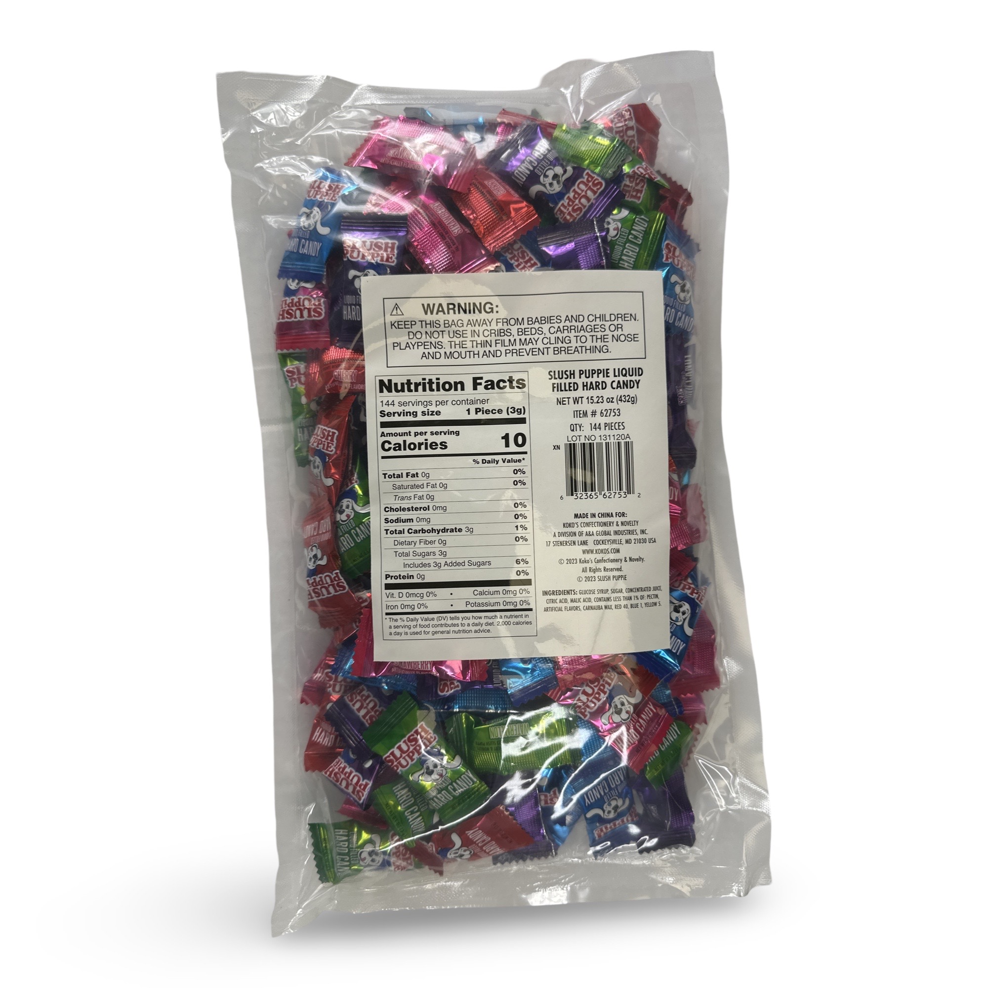 Slush Puppie Liquid Filled Hard Candy, Grape, Blue Raspberry, Cherry, Strawberry, Watermelon, 144 Pieces, 15.3 Oz