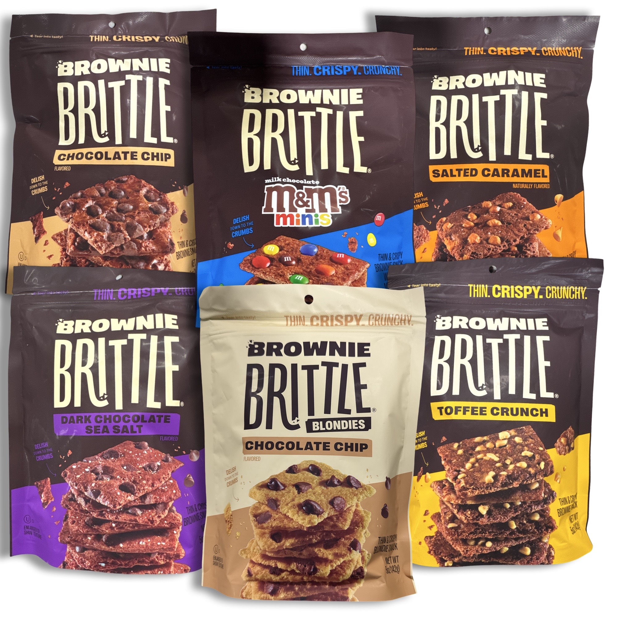Brownie Brittle Variety Pack | 6 Unique Flavors | 5 Ounce Bag | Pack of 6