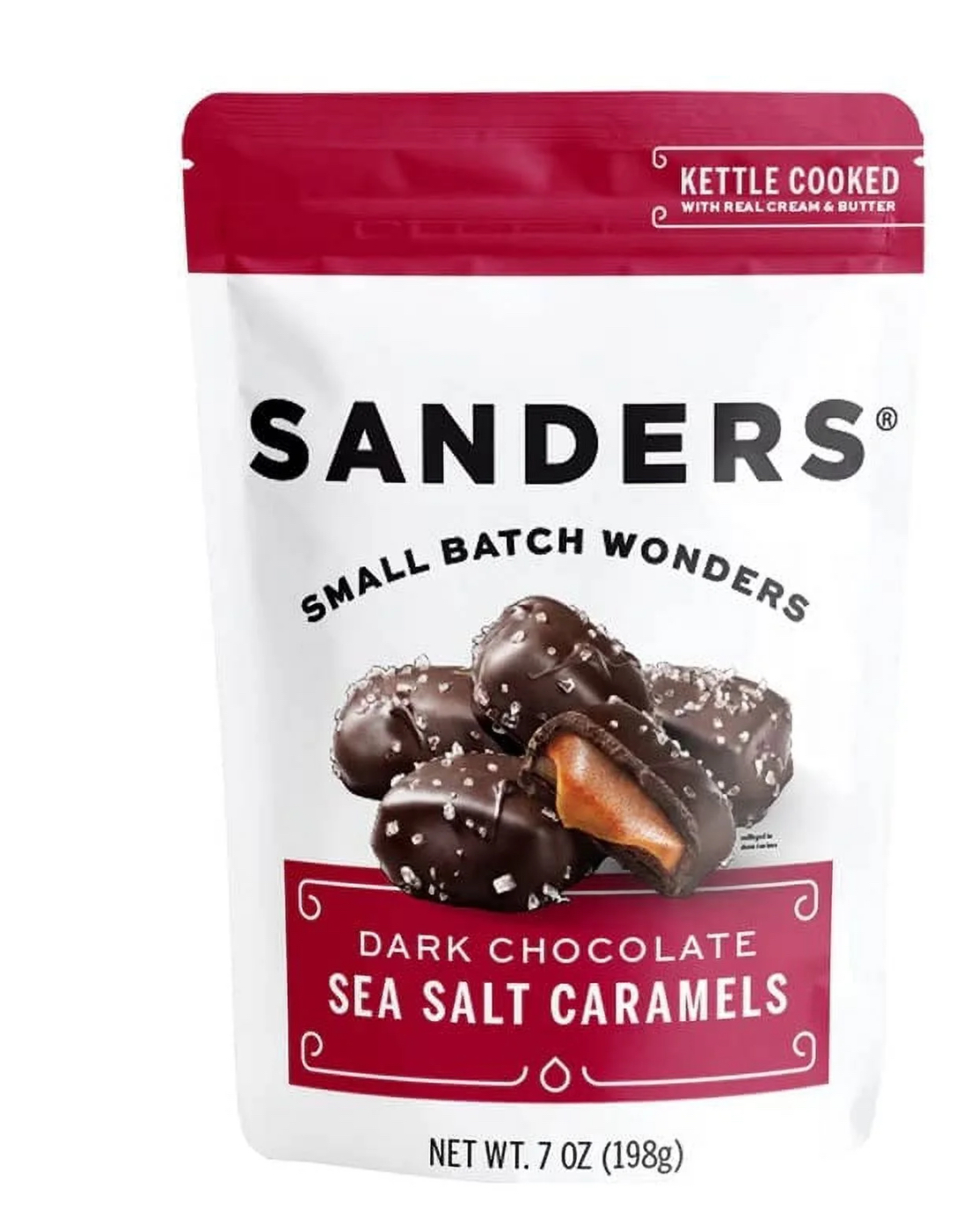 Sanders Dark Chocolate Sea Salt Caramels - 7oz, 6 Bag Case 3